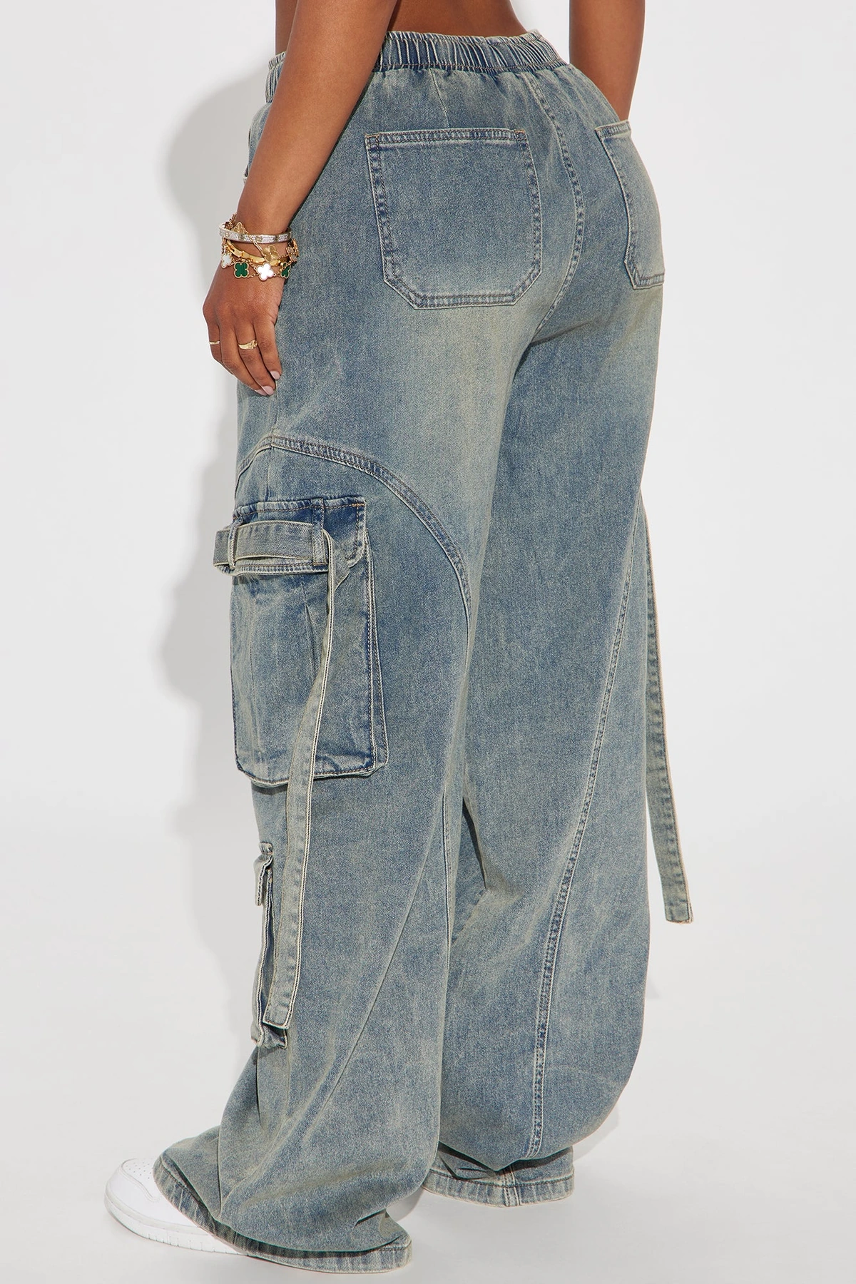 Met My Match Baggy Cargo Jeans - Vintage Wash — Ganga de lavagem envelhecida