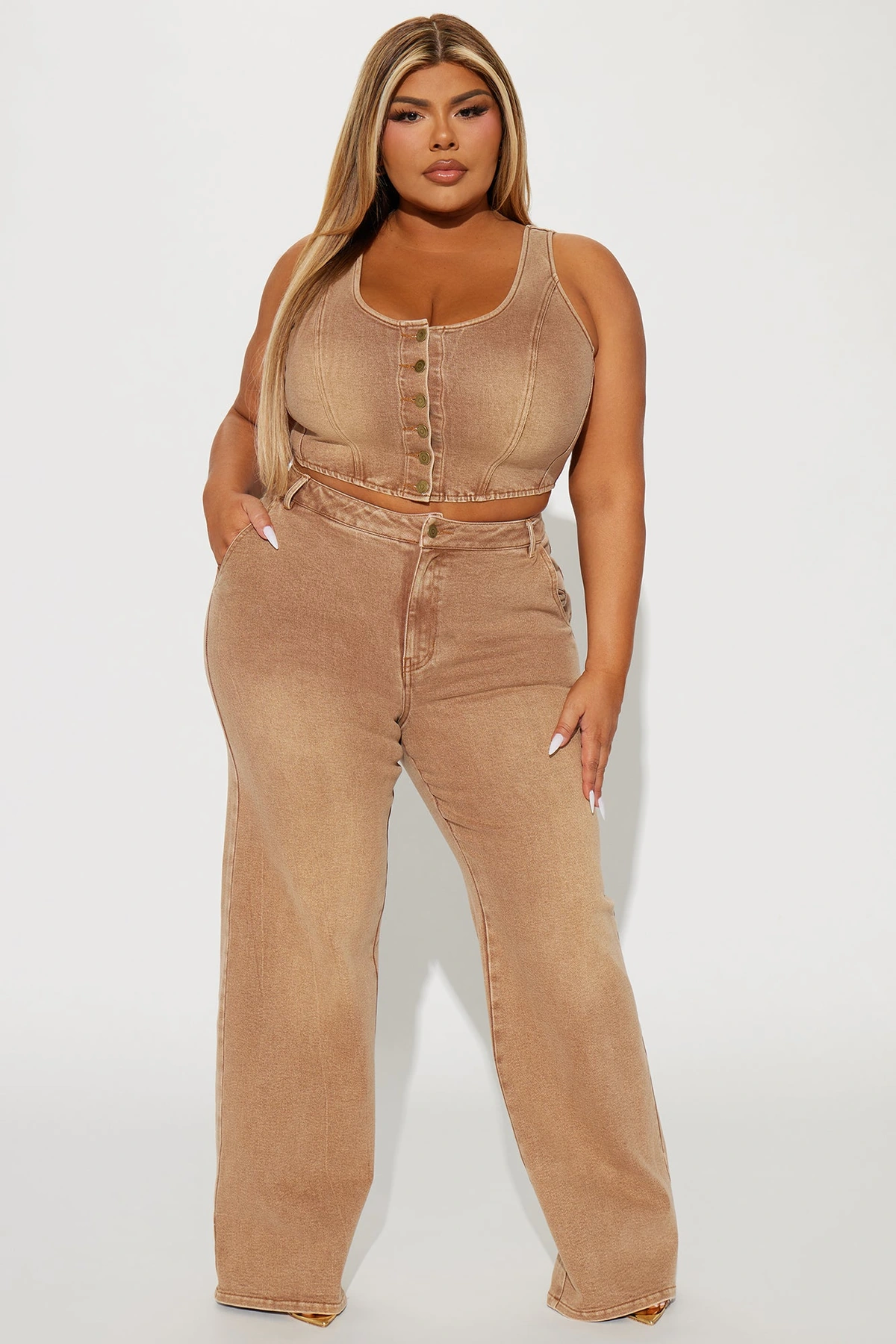 Not My First Rodeo Denim Pant Set - Brown — Castanho