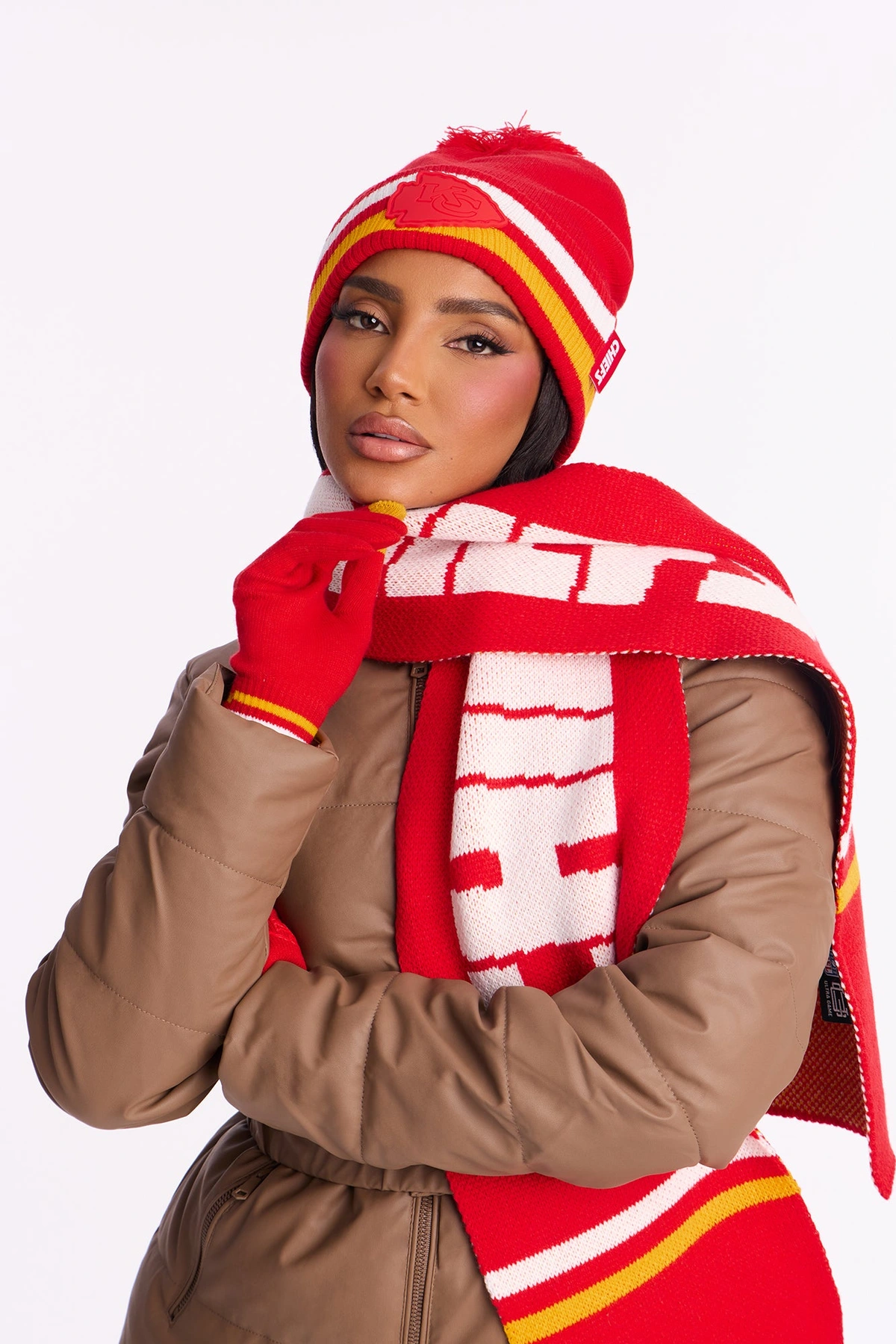 NFL Chiefs Cold Weather 3 Piece Hat Glove And Scarf Set - Red/combo — Vermelho/combinação
