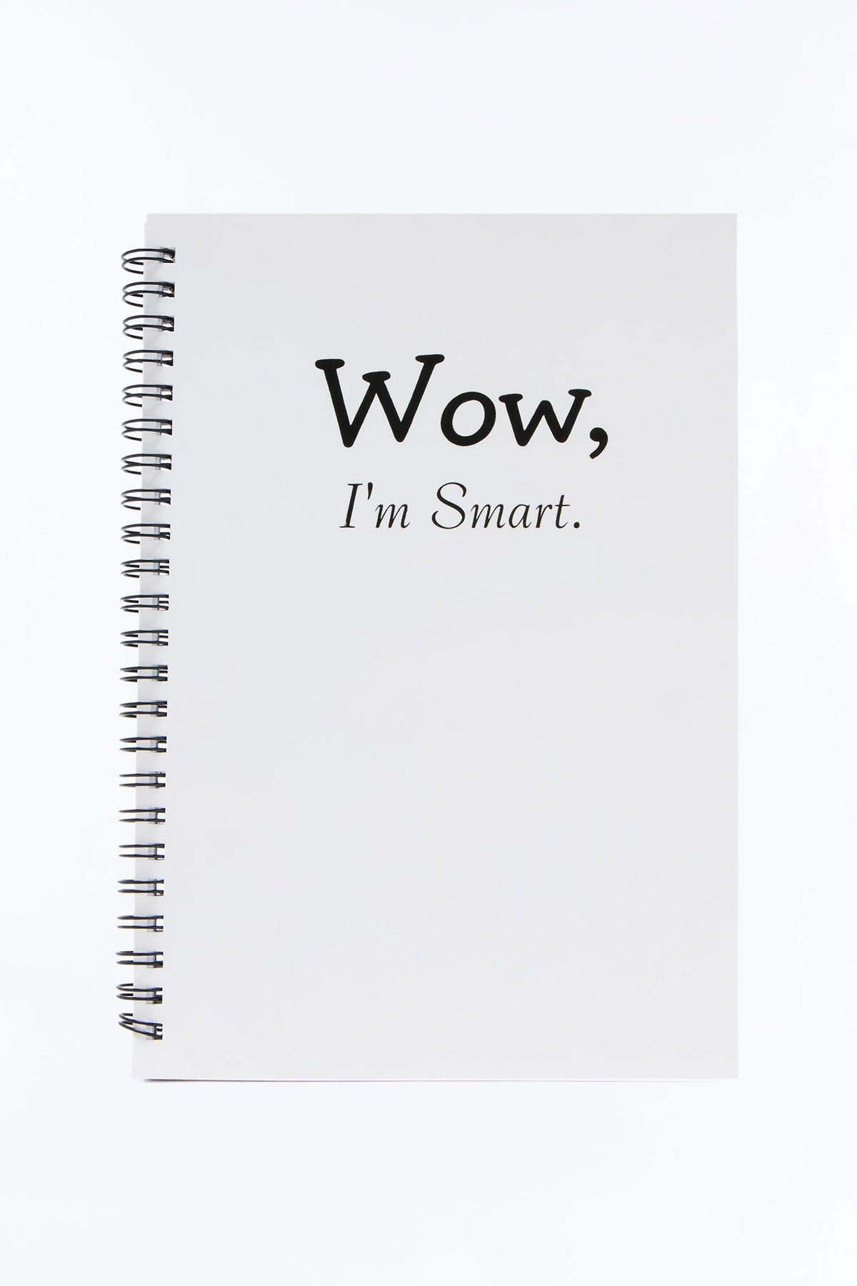 Wow I'm Smart Spiral Notebook - White/Black — Branco/Preto