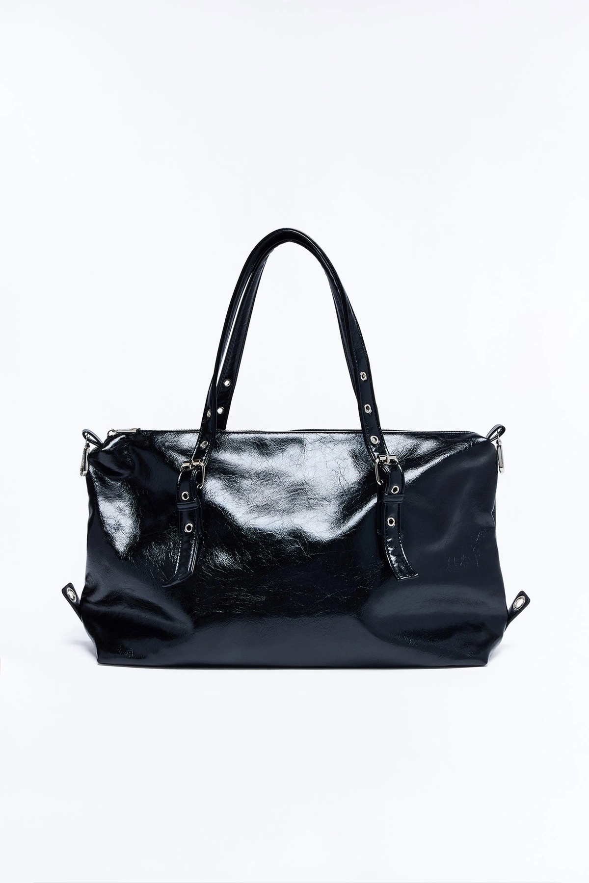 The Carry All Faux Leather Shoulder Handbag - Black — Preto