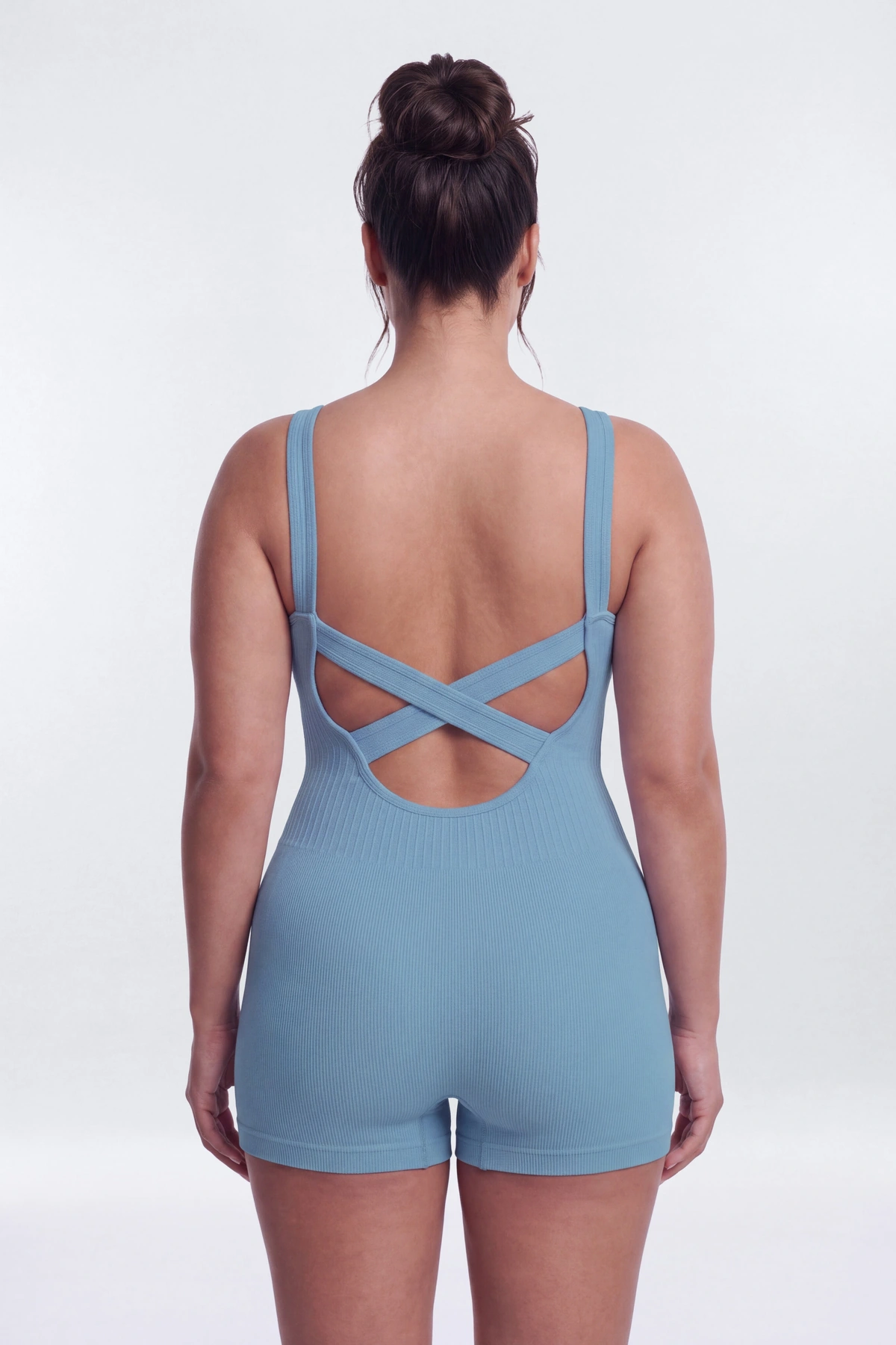 CottonFlex™ Low Back Sports Romper - Soft Indigo — Soft Índigo