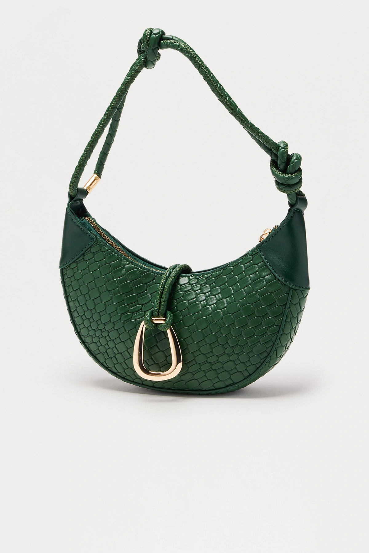 Nock Knot Faux Leather Shoulder Handbag - Green — Verde