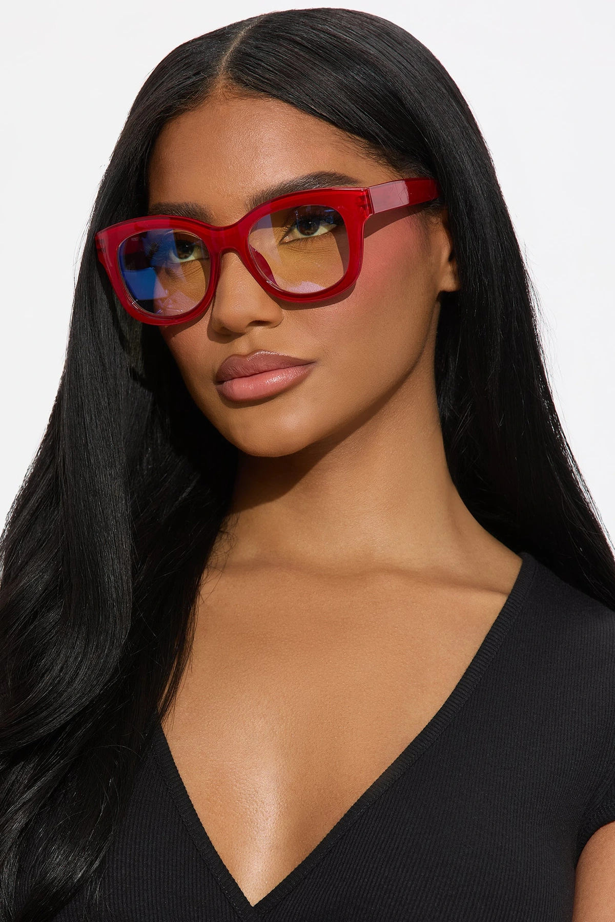 Screen Chic Square Blue Light Glasses - Red — Vermelho