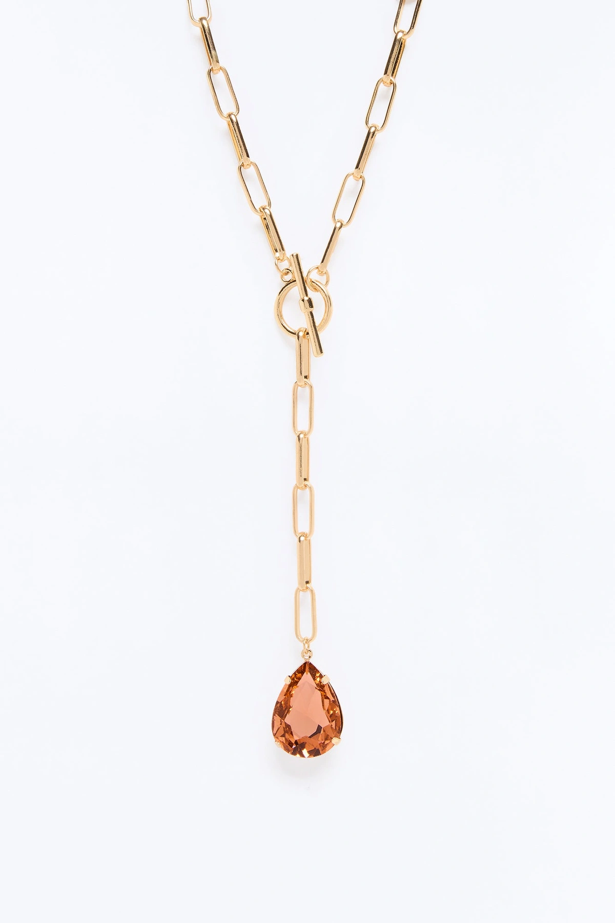 Don't Mind Me Lariat Necklace - Gold/Pink — Dourado/Rosa