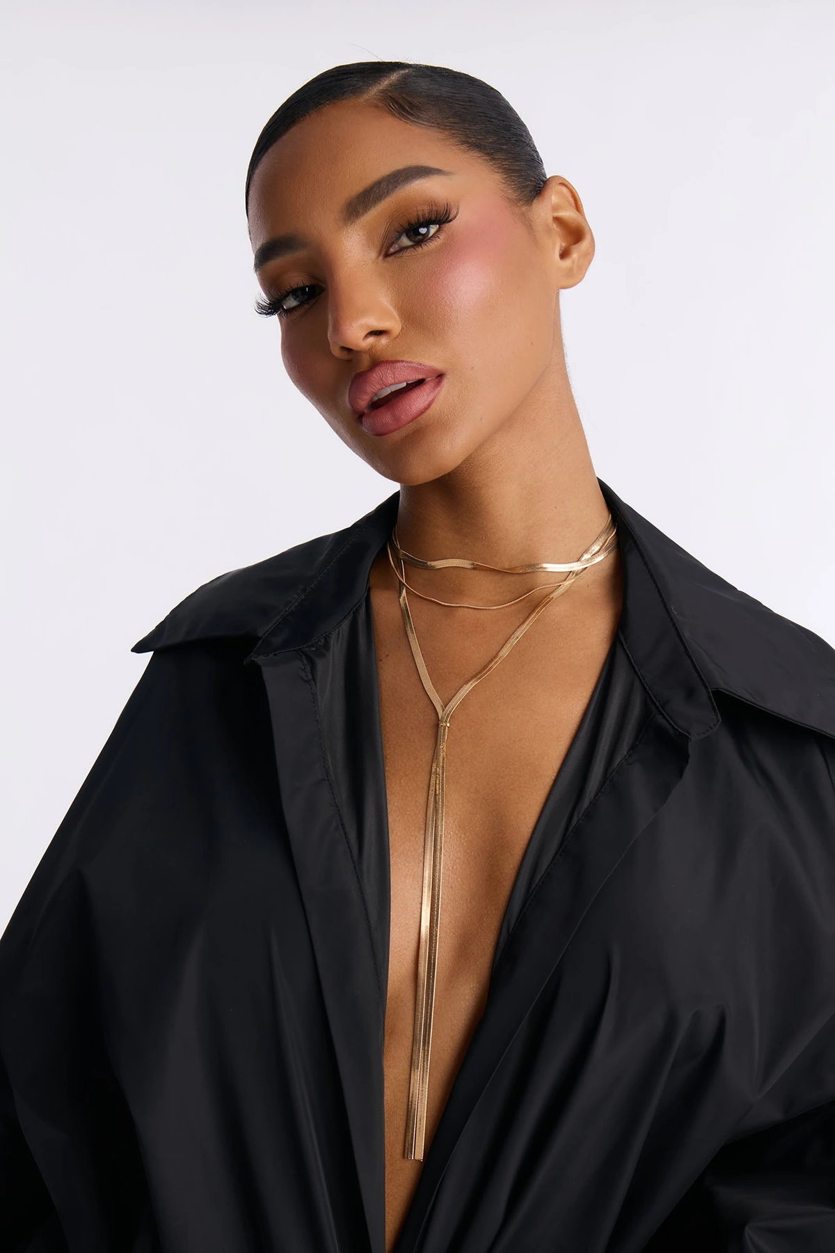 Snake Chain Lariat Necklace - Gold — Dourado
