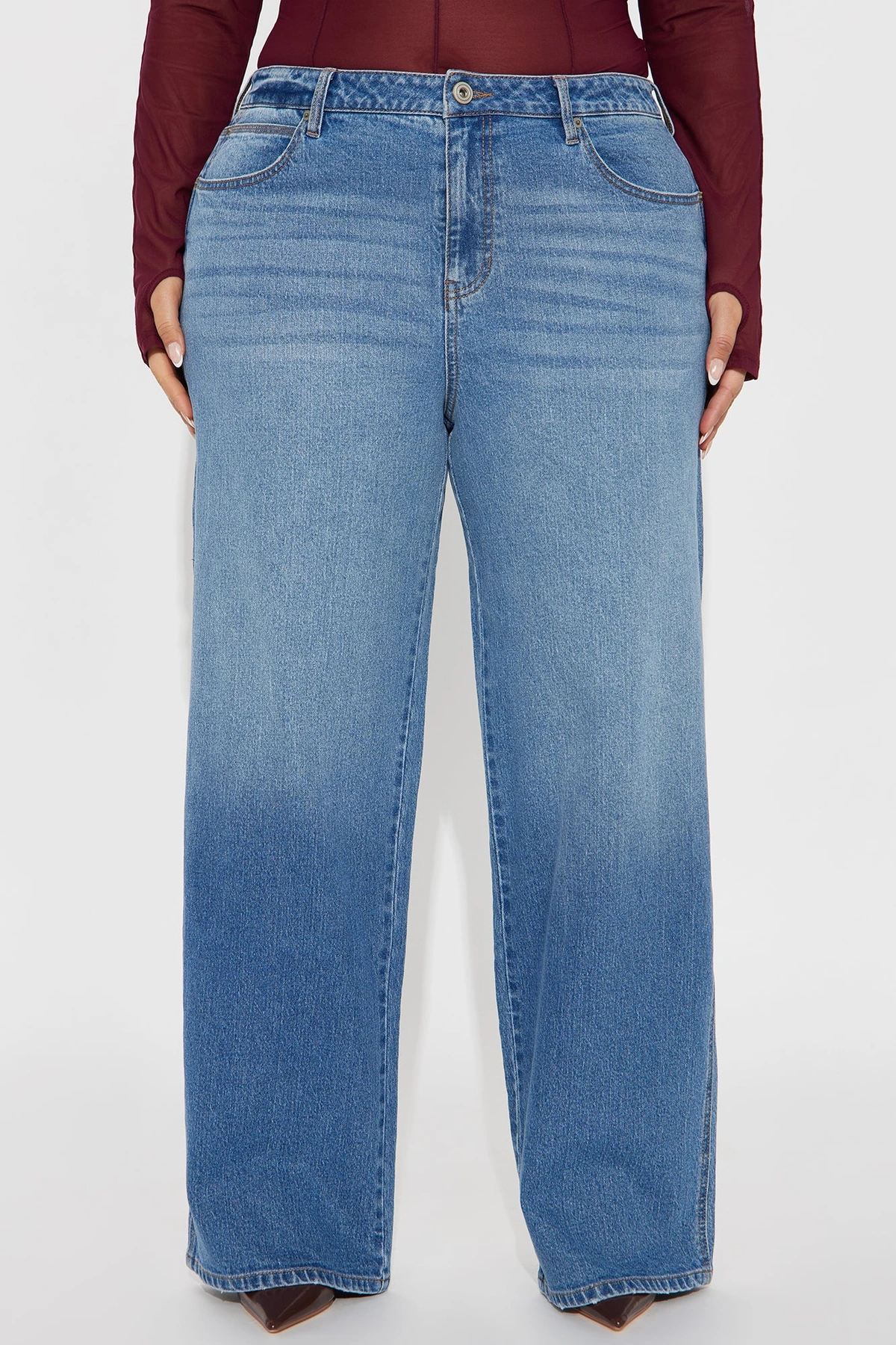 Never Changing Wide Leg Jeans - Medium Wash — Ganga de lavagem média