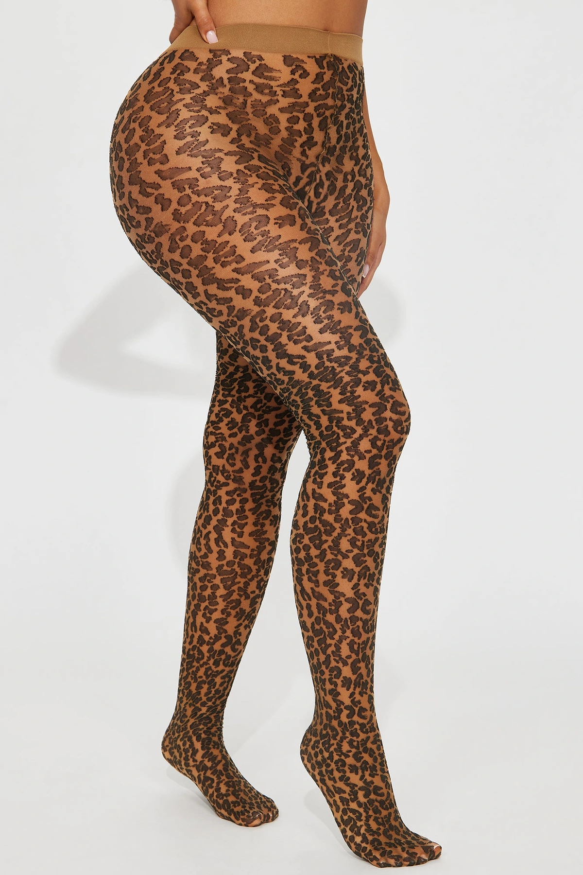 Untamed Leopard Sheer Tights - Nude/combo — Nude/combinação