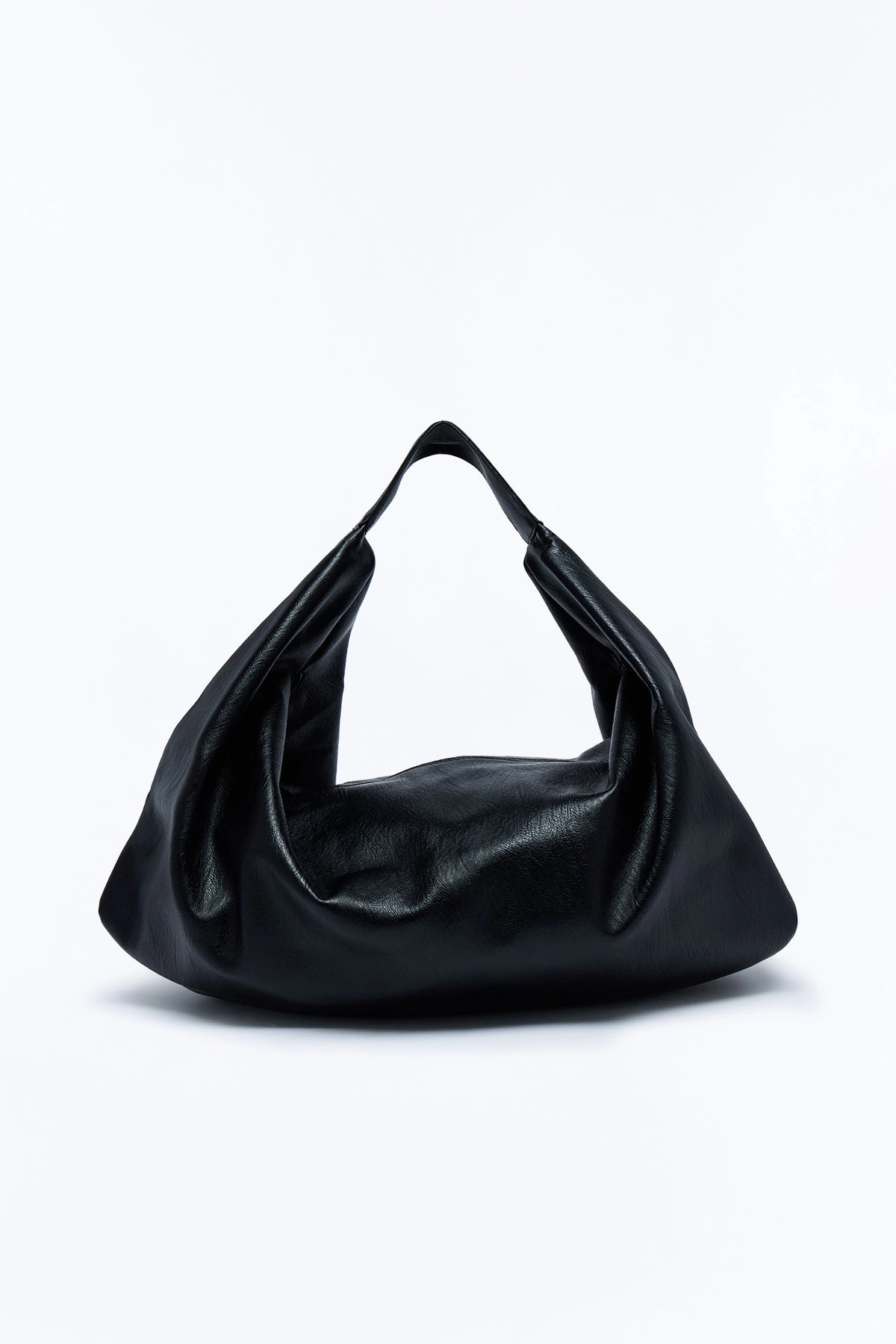 Second Guessing Distressed Faux Leather Shoulder Bag - Black — Preto