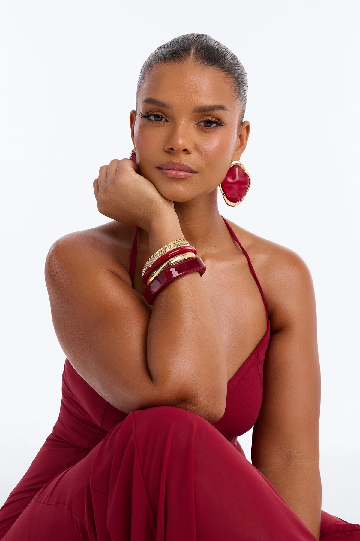 Daytime Beach Club 6 Piece Bracelet Set - Burgundy/combo — Bordô/combinação