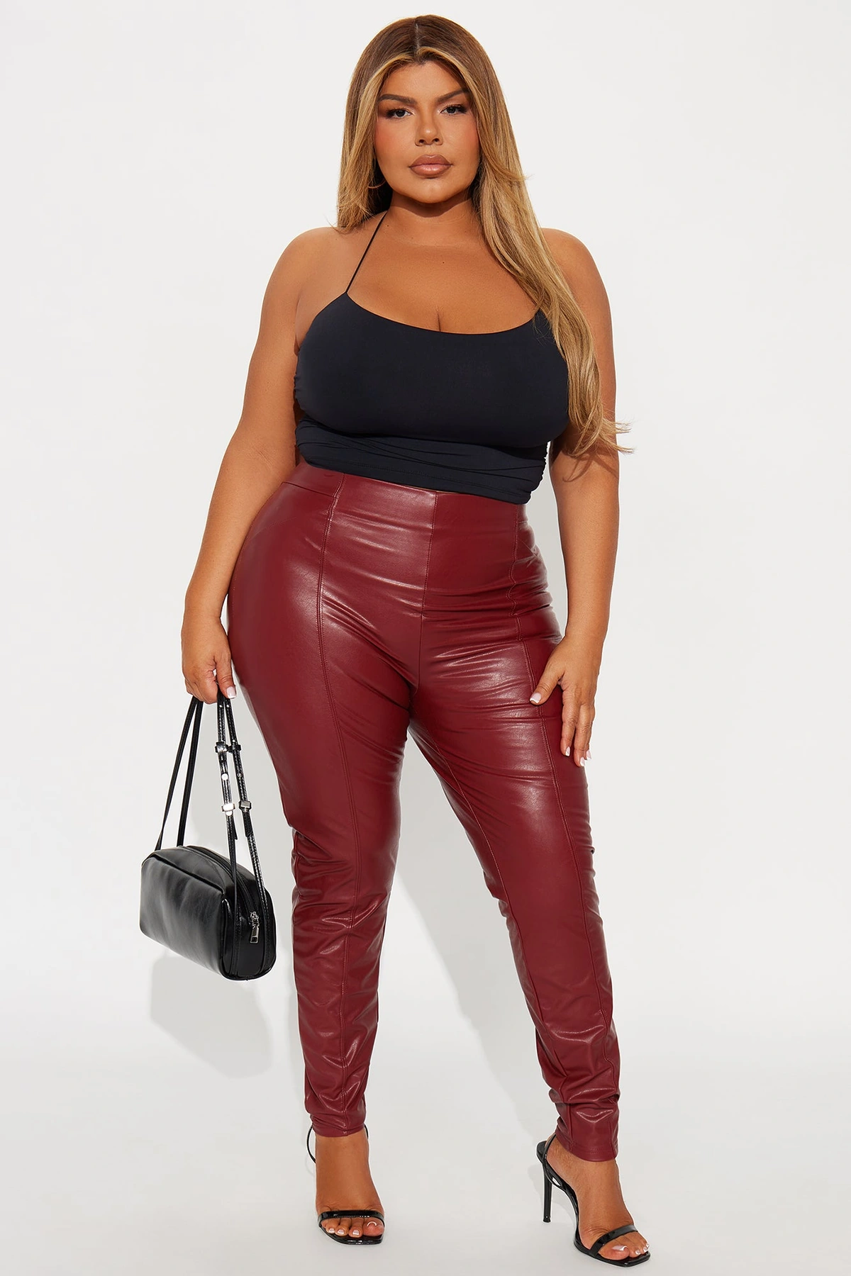 All Eyes On You Faux Leather Leggings - Wine — Vinho