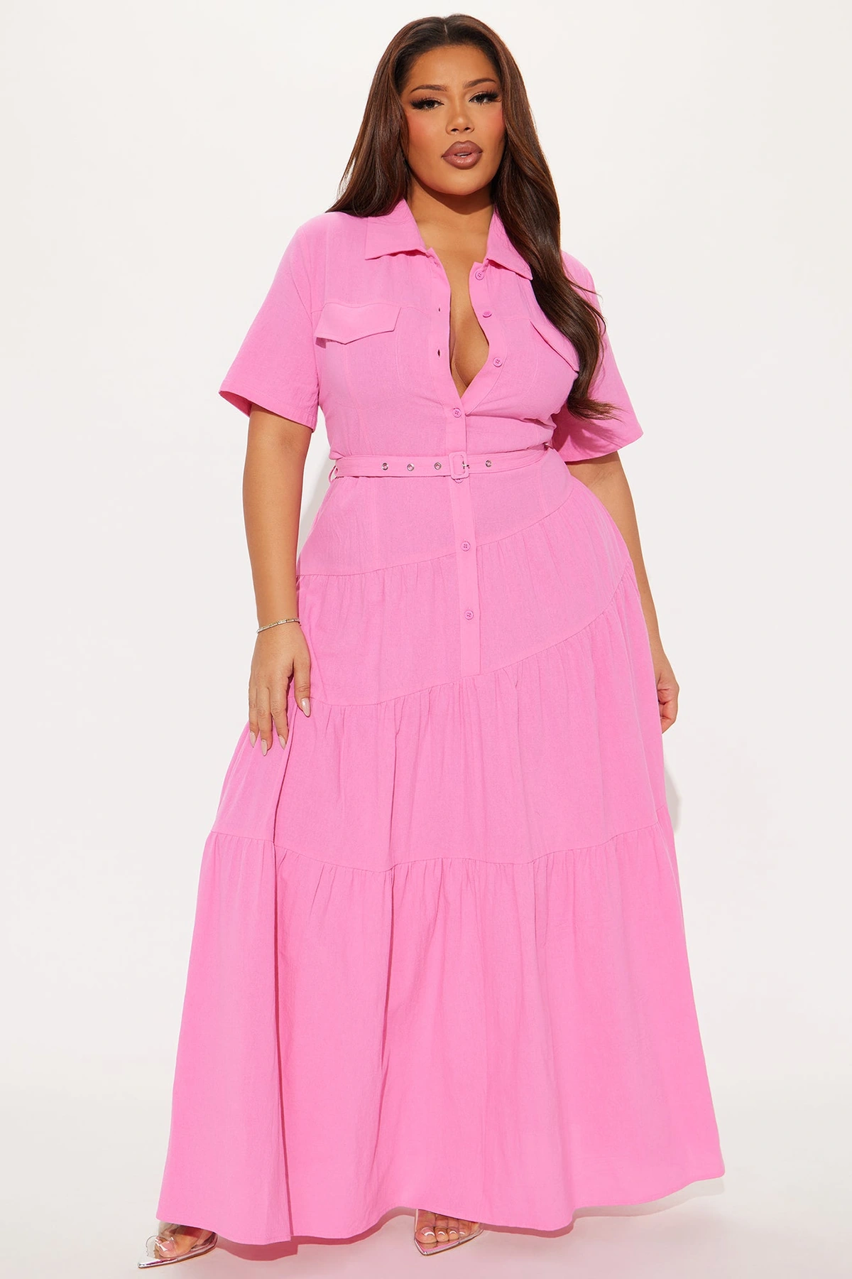 Julia Maxi Shirt Dress - Pink — Rosa