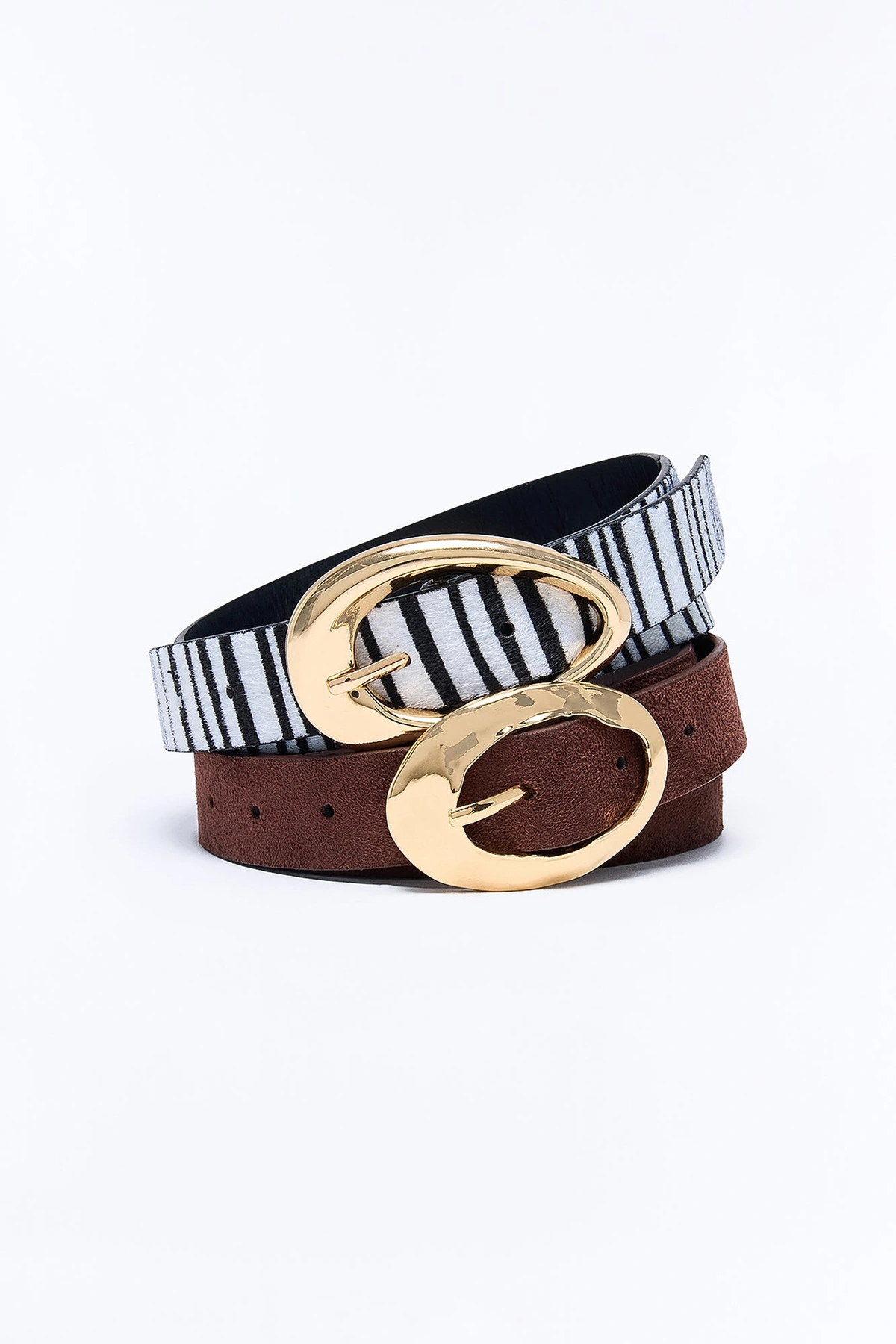 Wild Days Faux Suede 2 Piece Belt Set - Brown/combo — Castanho/combinação