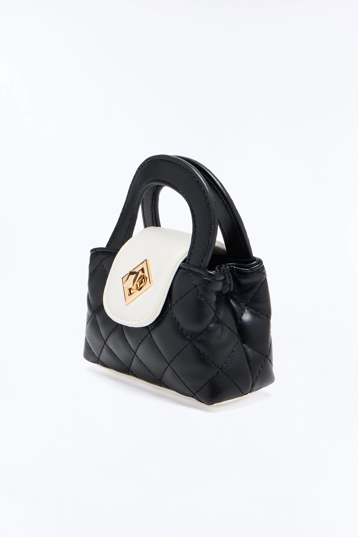 Sweet Stitch Mini Faux Leather Crossbody - Black/White — Preto/Branco