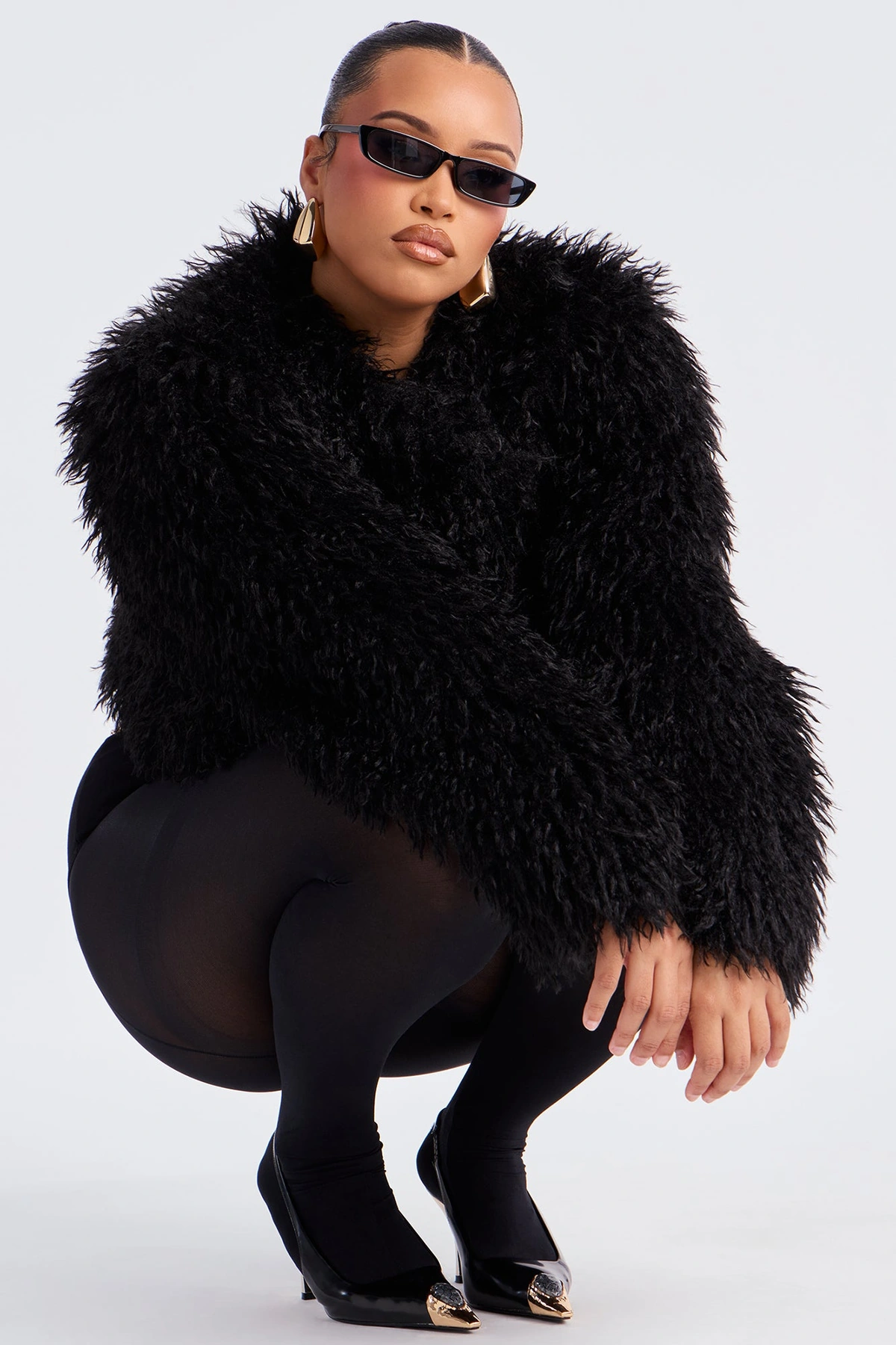Sydney Faux Fur Coat - Black — Preto