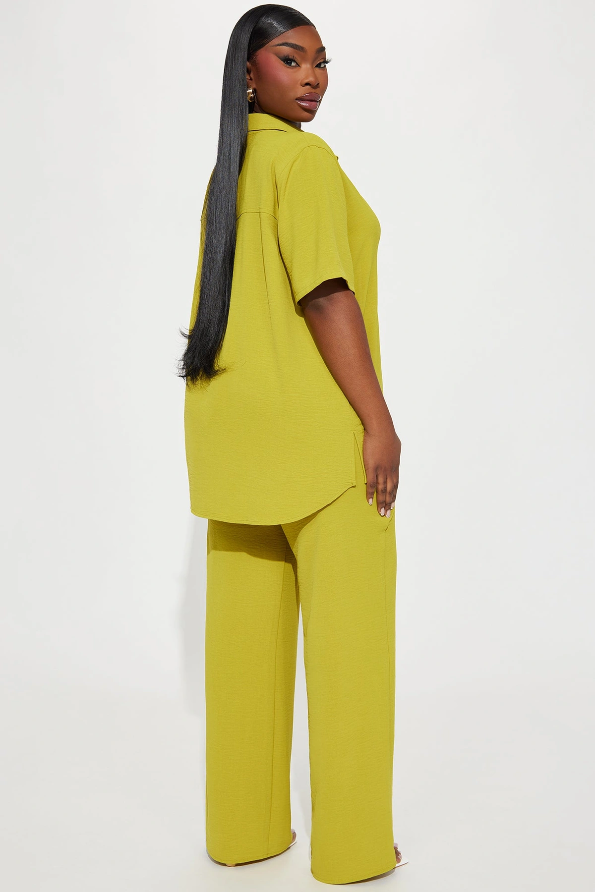Makenzie Short Sleeve Pant Set - Chartreuse — Chartreuse