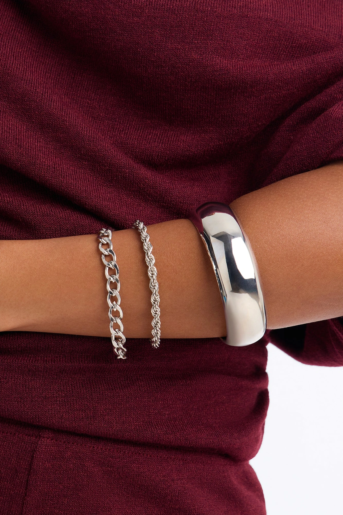 Leave It All Behind 3 Piece Bracelet Set - Silver — Prateado
