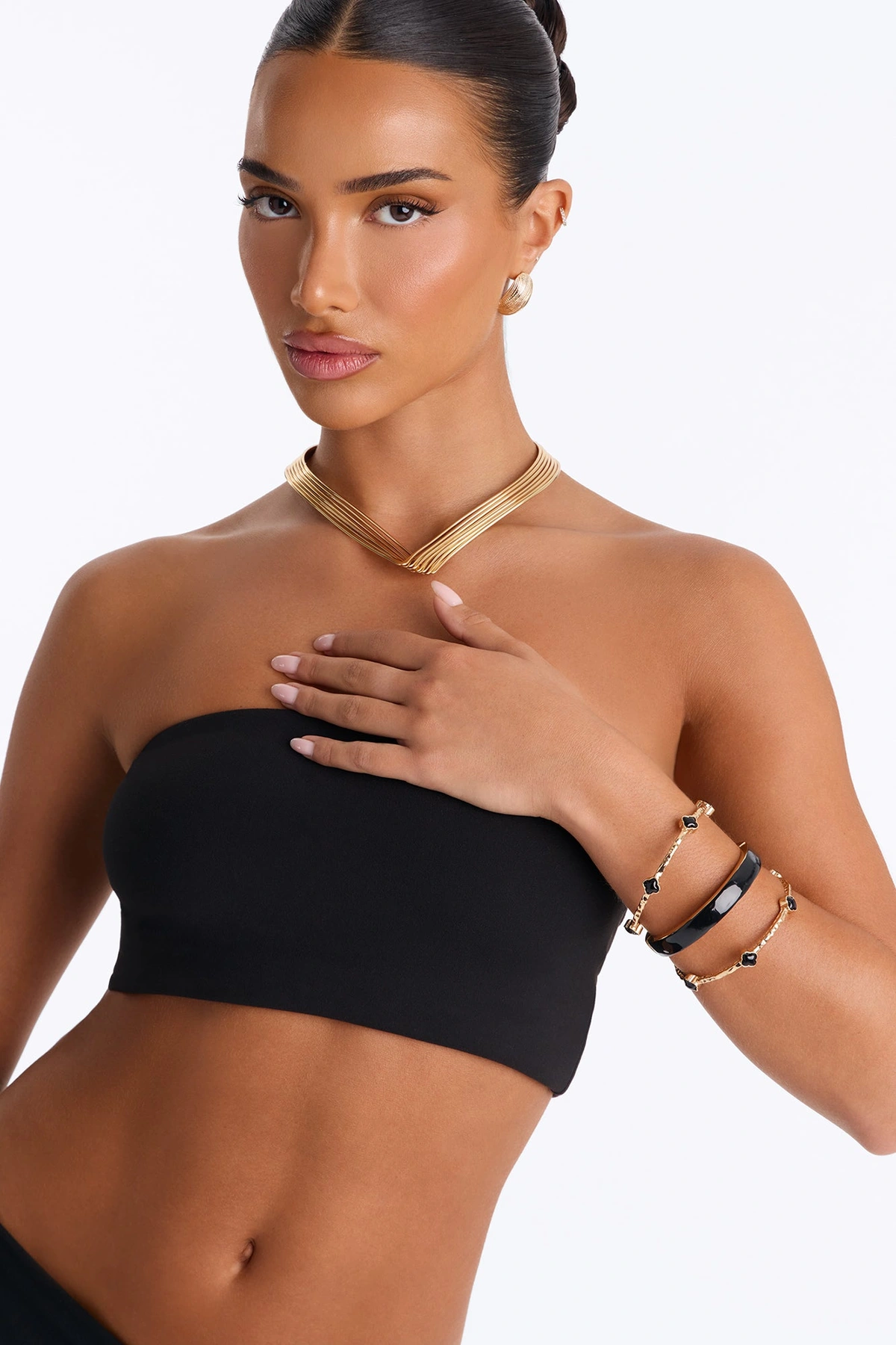 Fortune Favors Me 3 Piece Bracelet Set - Black/Gold — Preto/Dourado