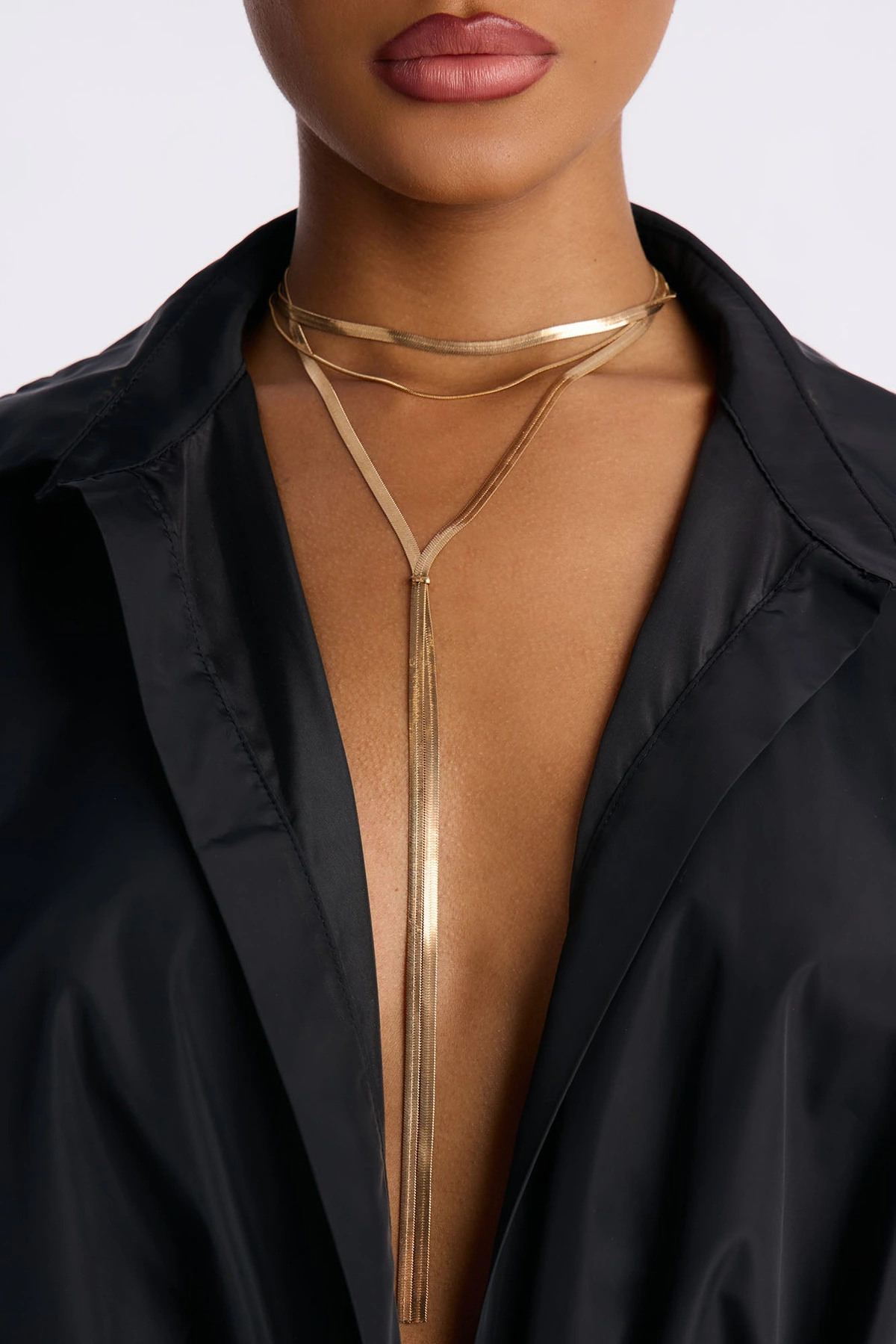 Snake Chain Lariat Necklace - Gold — Dourado