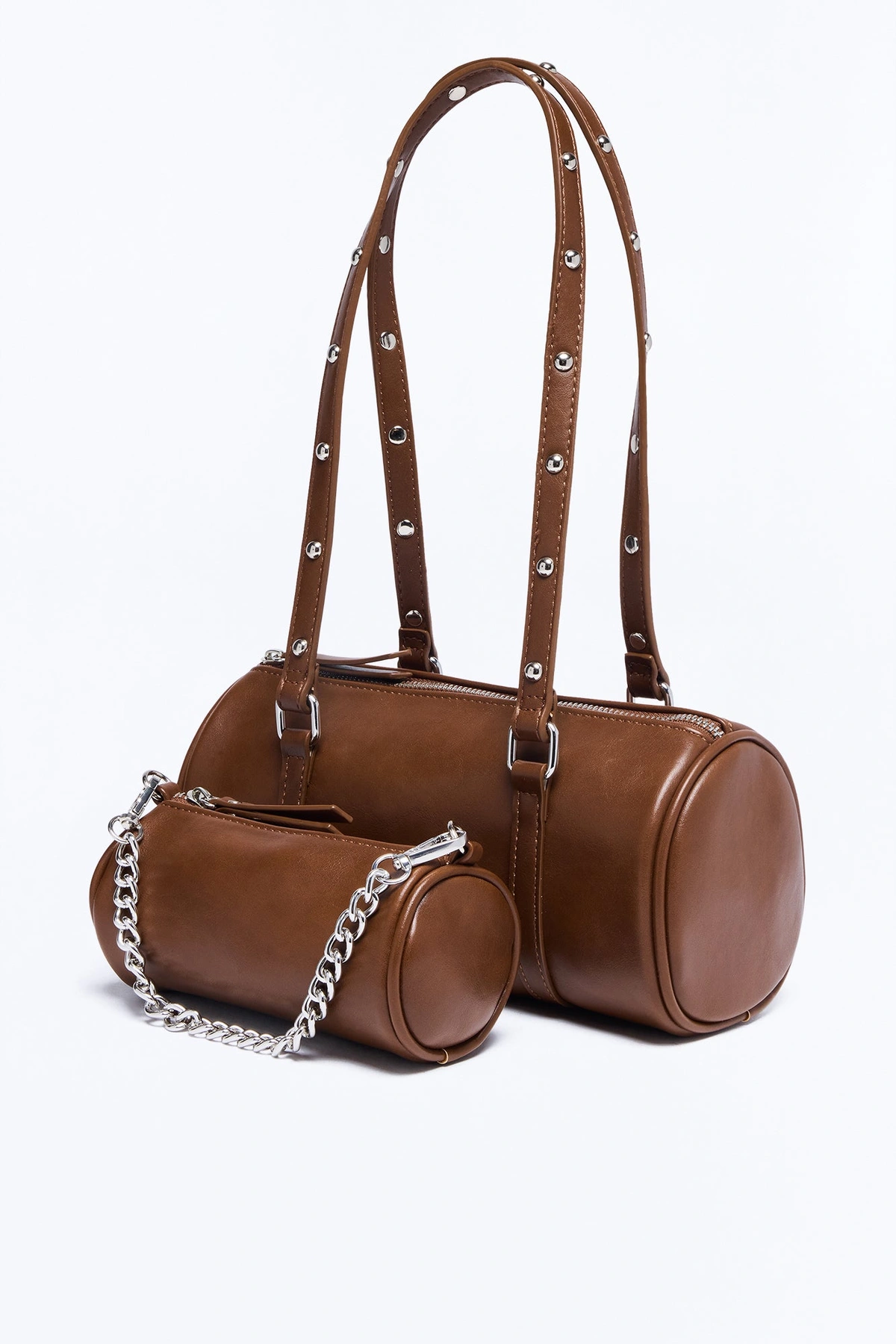 Plus One Faux Leather 2 Piece Shoulder Handbag Set - Brown — Castanho
