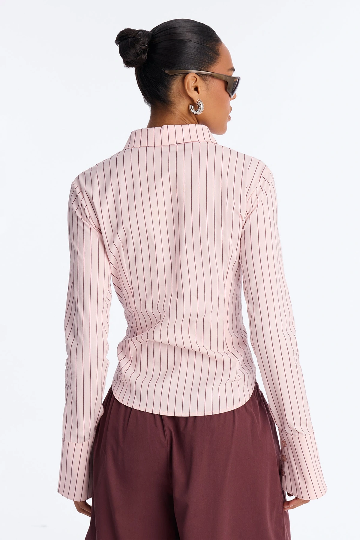 No Time To Chat Striped Poplin Shirt - Pink/combo — Rosa/combinação