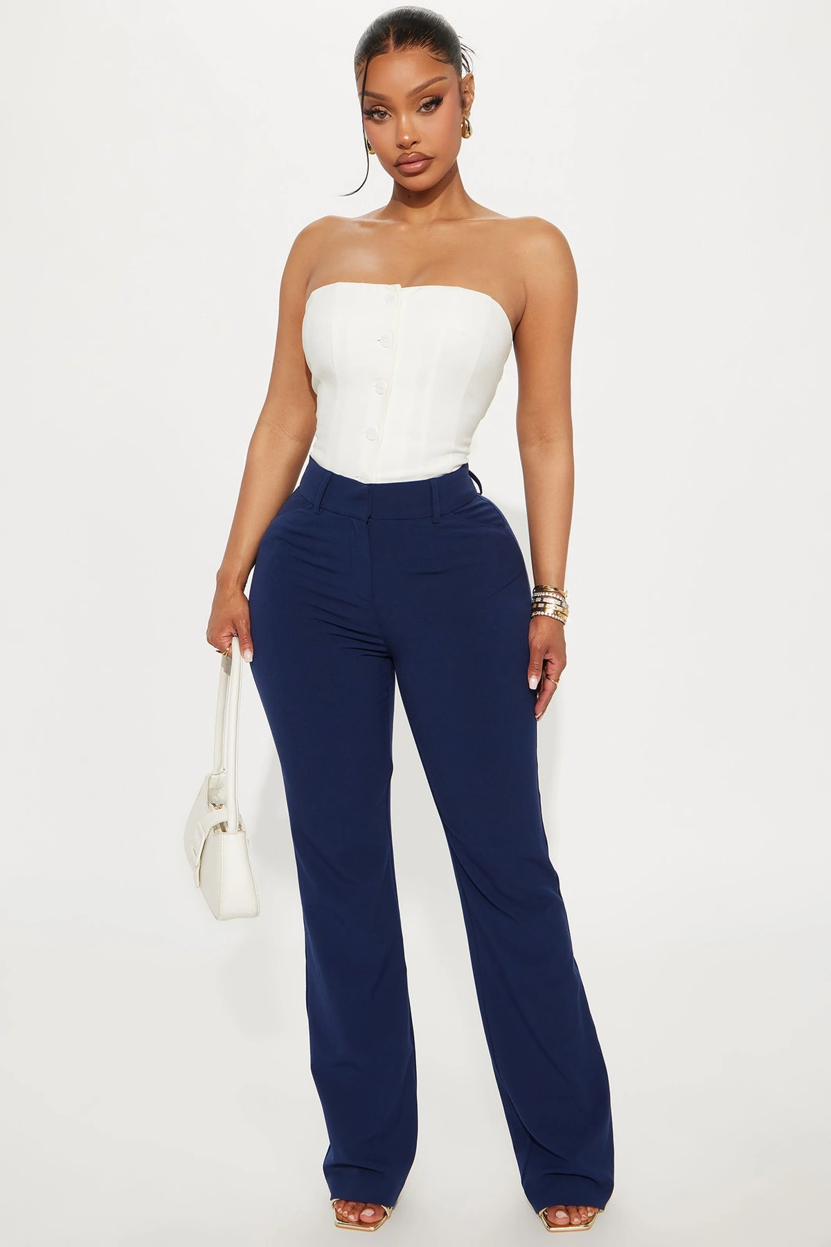 Tasha Dressy High Rise Pants - Navy — Azul-marinho