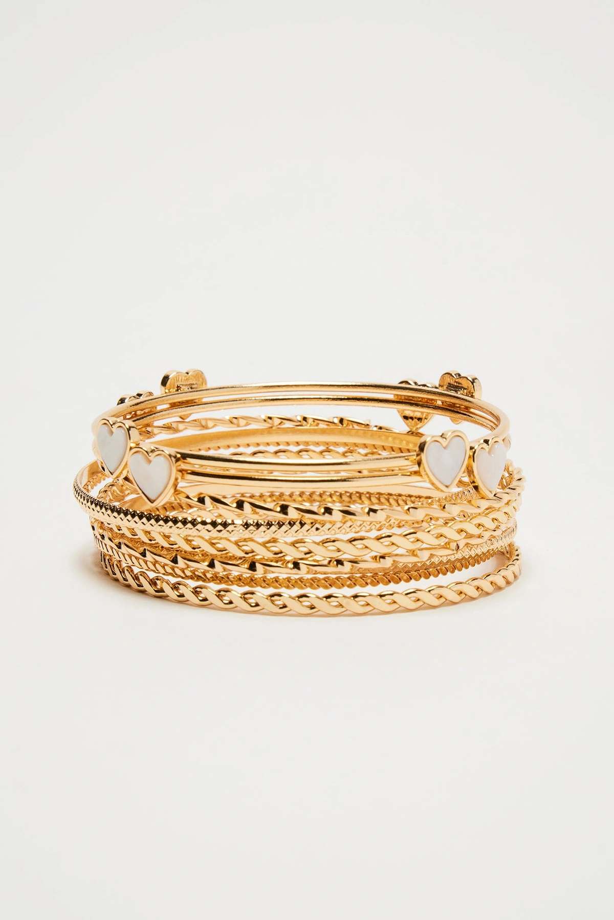 This Little Love Of Mine 10 Piece Bangle Bracelet Set - Gold — Dourado
