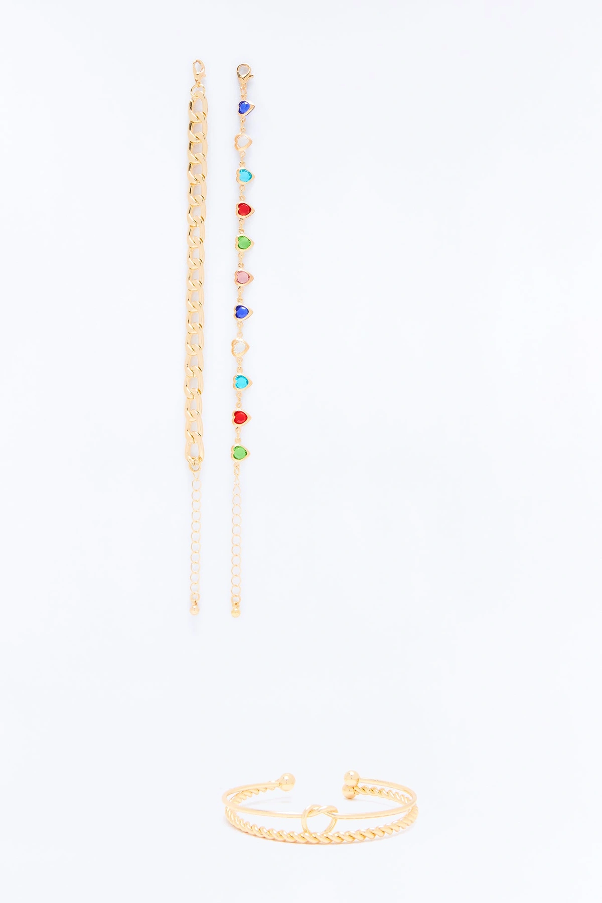 Found Each Other 4 Piece Bracelet Set - Gold/Multi — Dourado/Multicolor