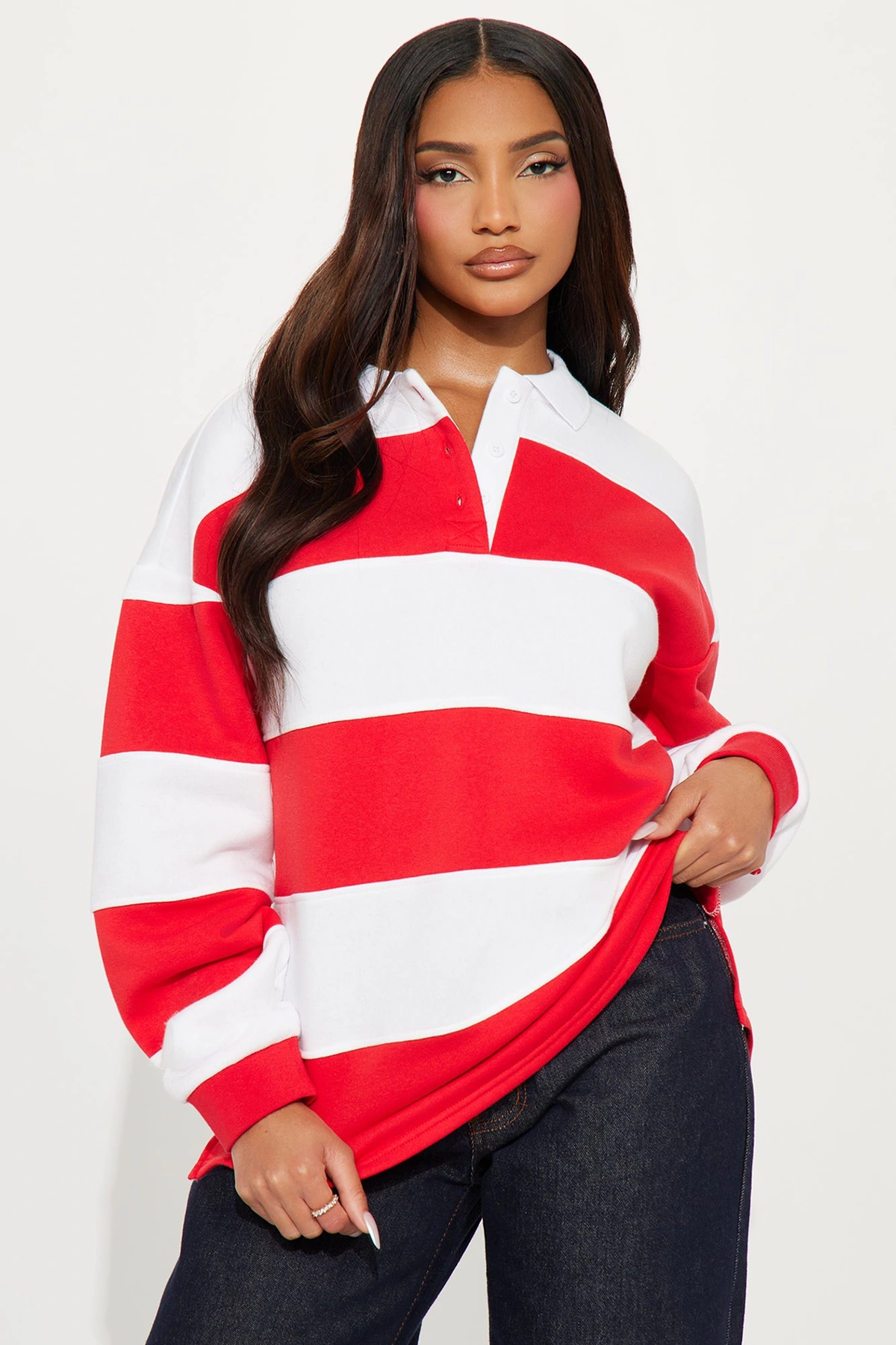 Katie Rugby Striped Polo - Red/combo — Vermelho/combinação