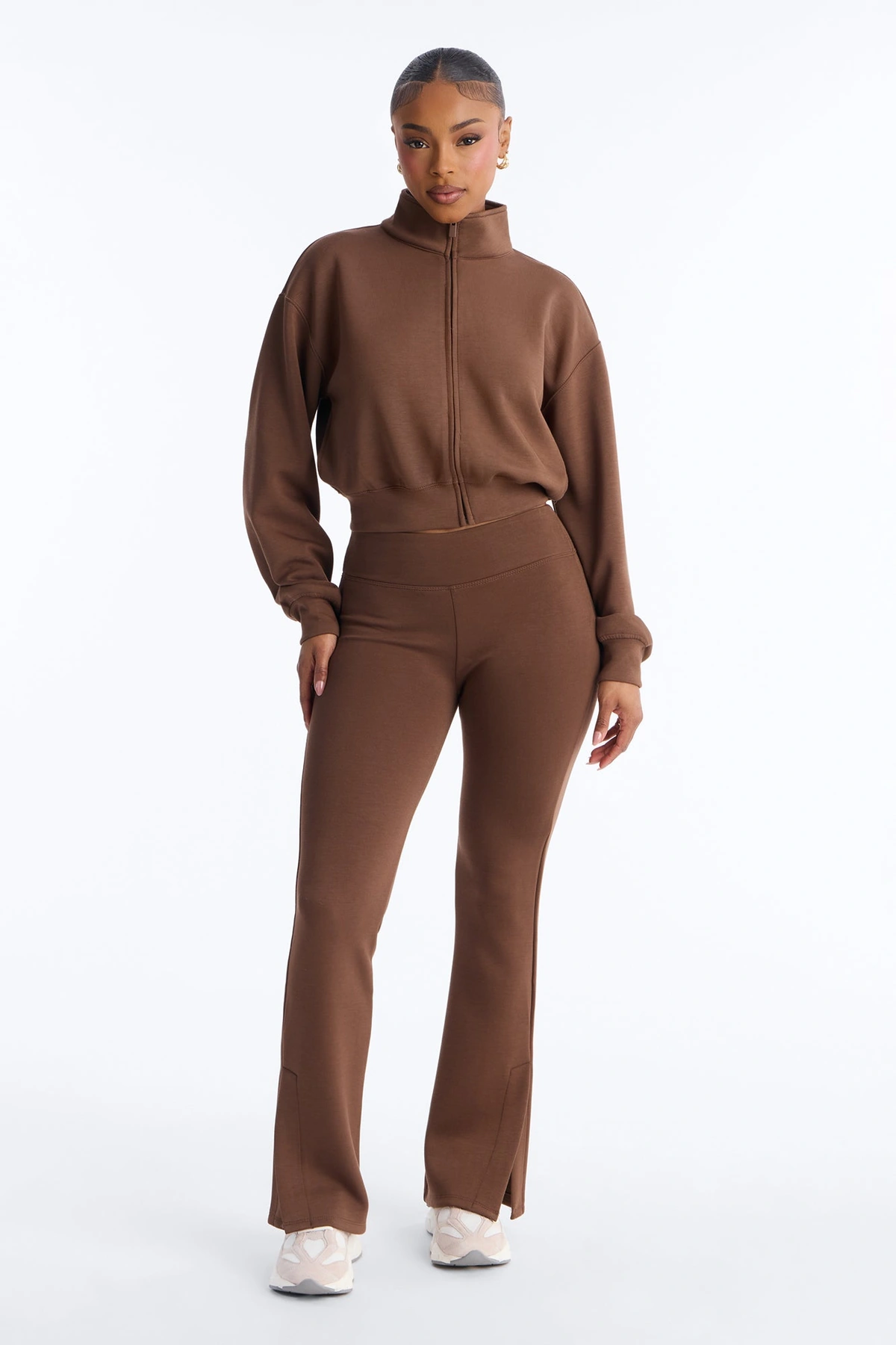 Bella Scuba Slit Lounge Flare Pant - Chocolate — Chocolate