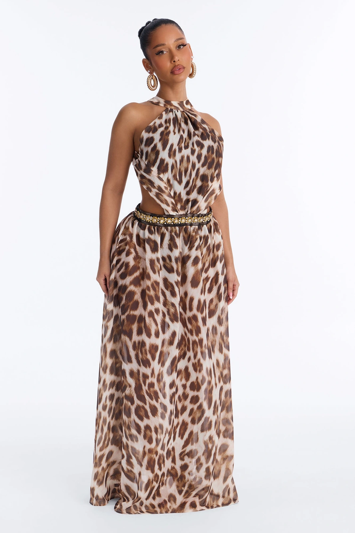 Fierce Instinct Chiffon Maxi Dress - Leopard — Leopardo