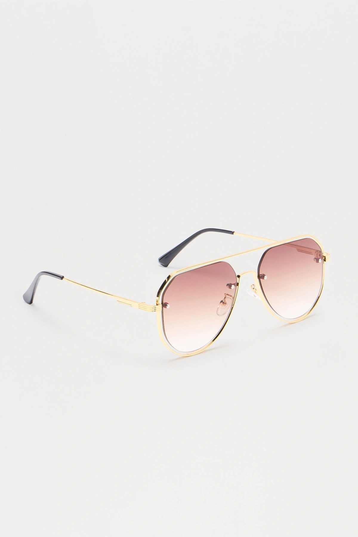 Catching A Vibe Aviator Sunglasses - Gold — Dourado