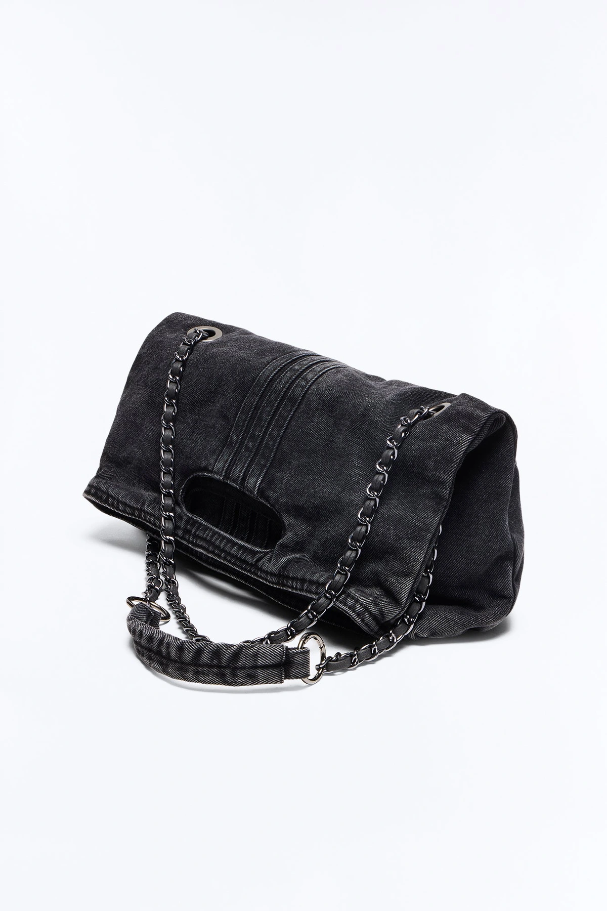 Out With The Girls Denim Shoulder Bag - Black — Preto