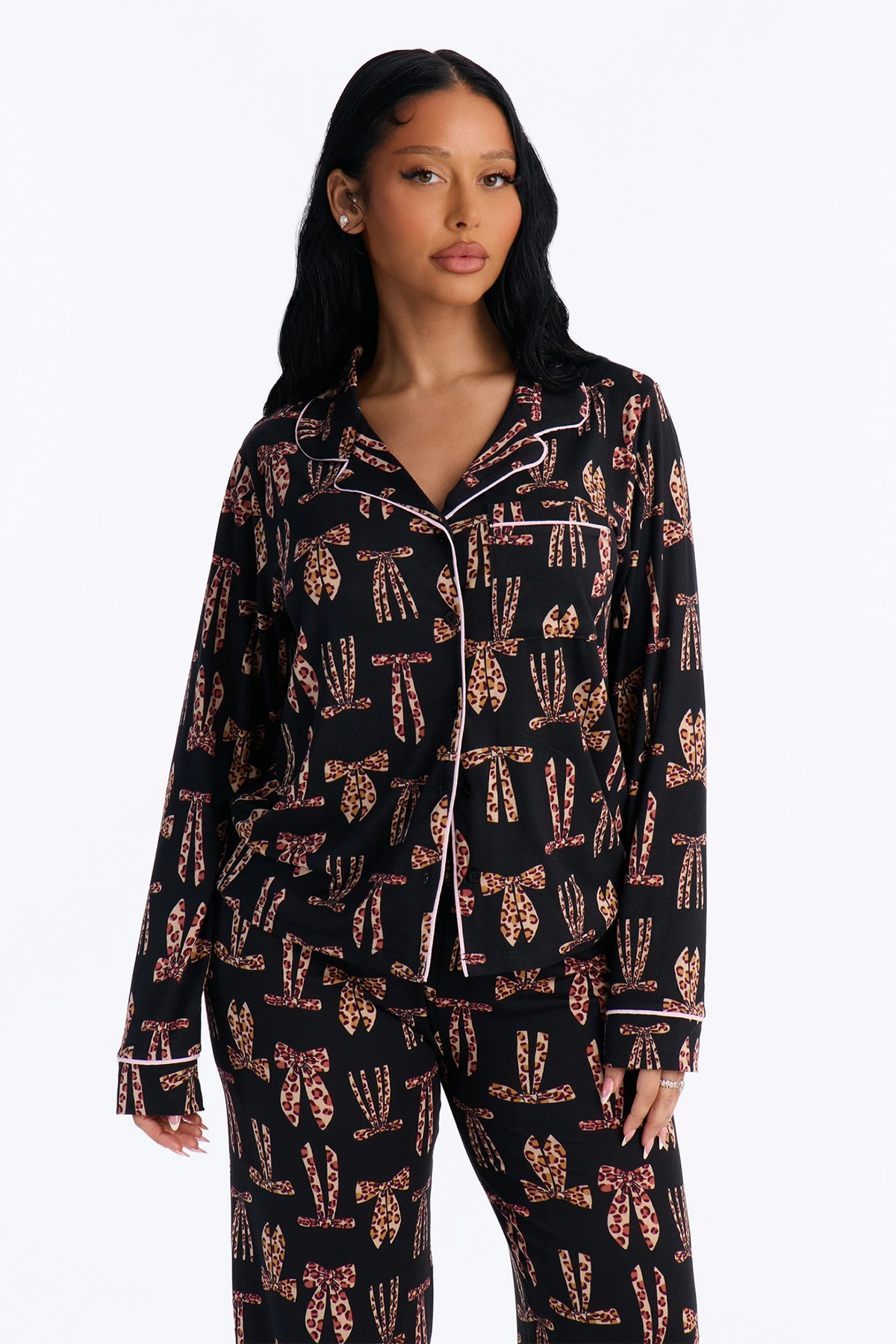 Wild & Chic PJ Pant Set - Black/combo — Preto/combinação