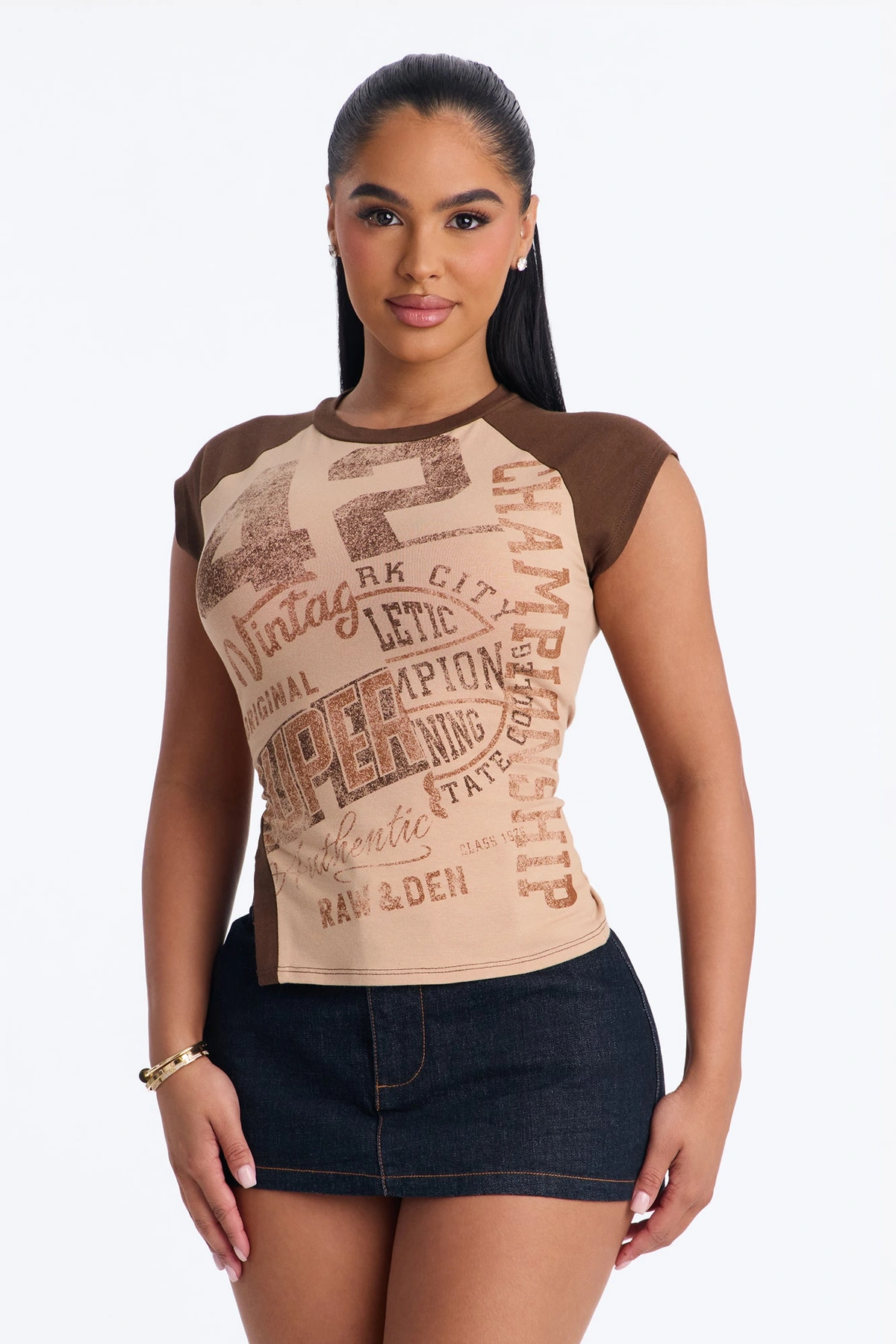 Championship Tonal Raglan Tee - Chocolate/Combo — Chocolate/combinação