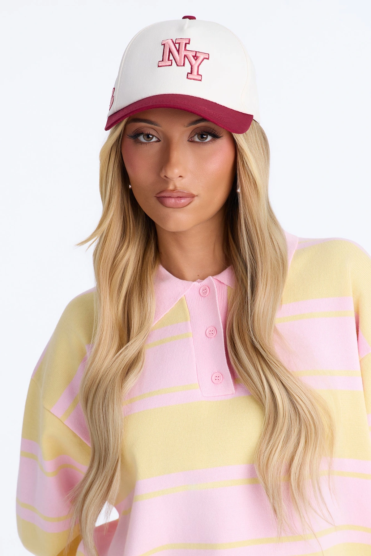 NY Has My Heart Baseball Hat - Burgundy/combo — Bordô/combinação