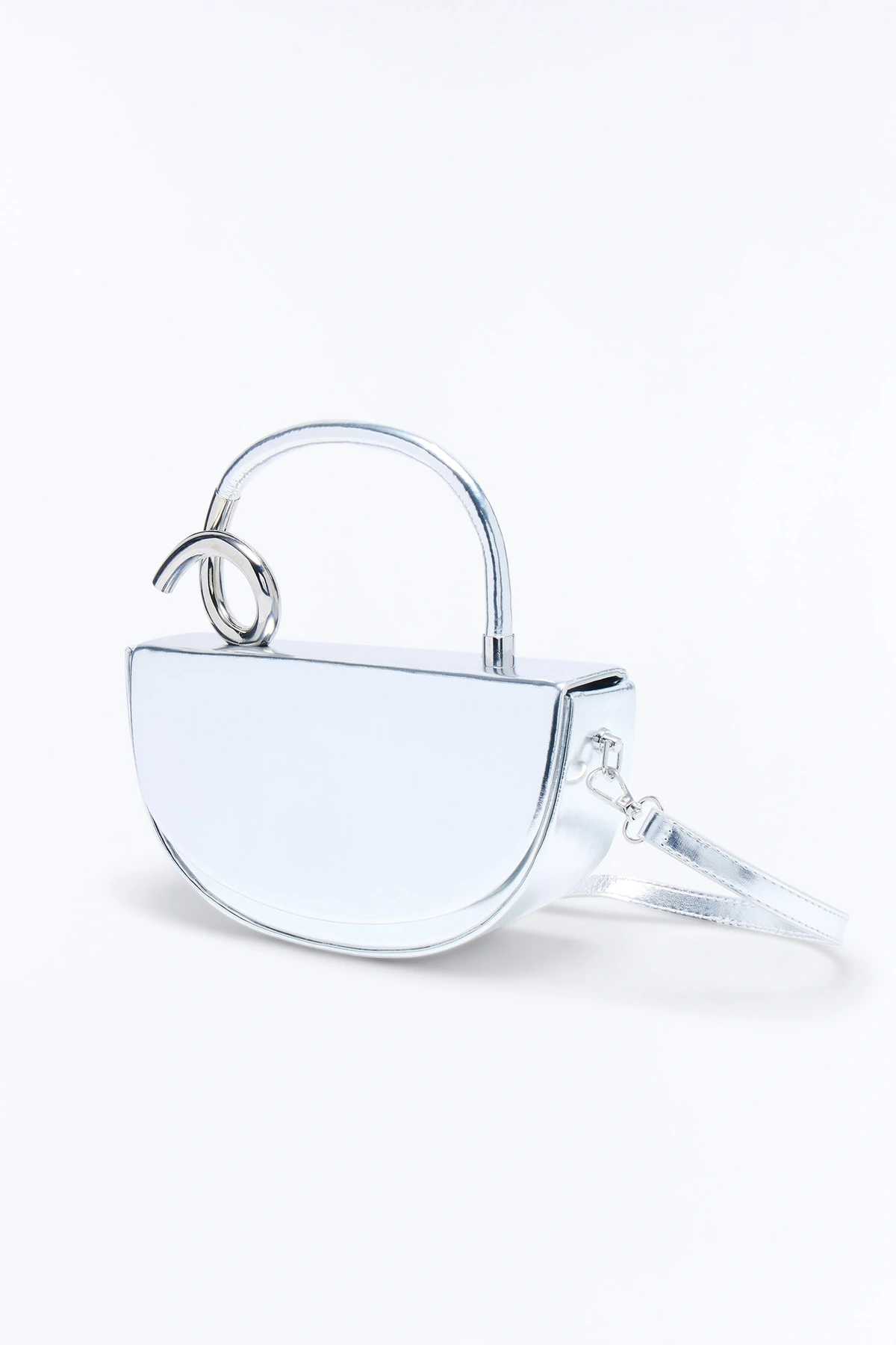 Adding A Twist Faux Leather Satchel Bag - Silver — Prateado