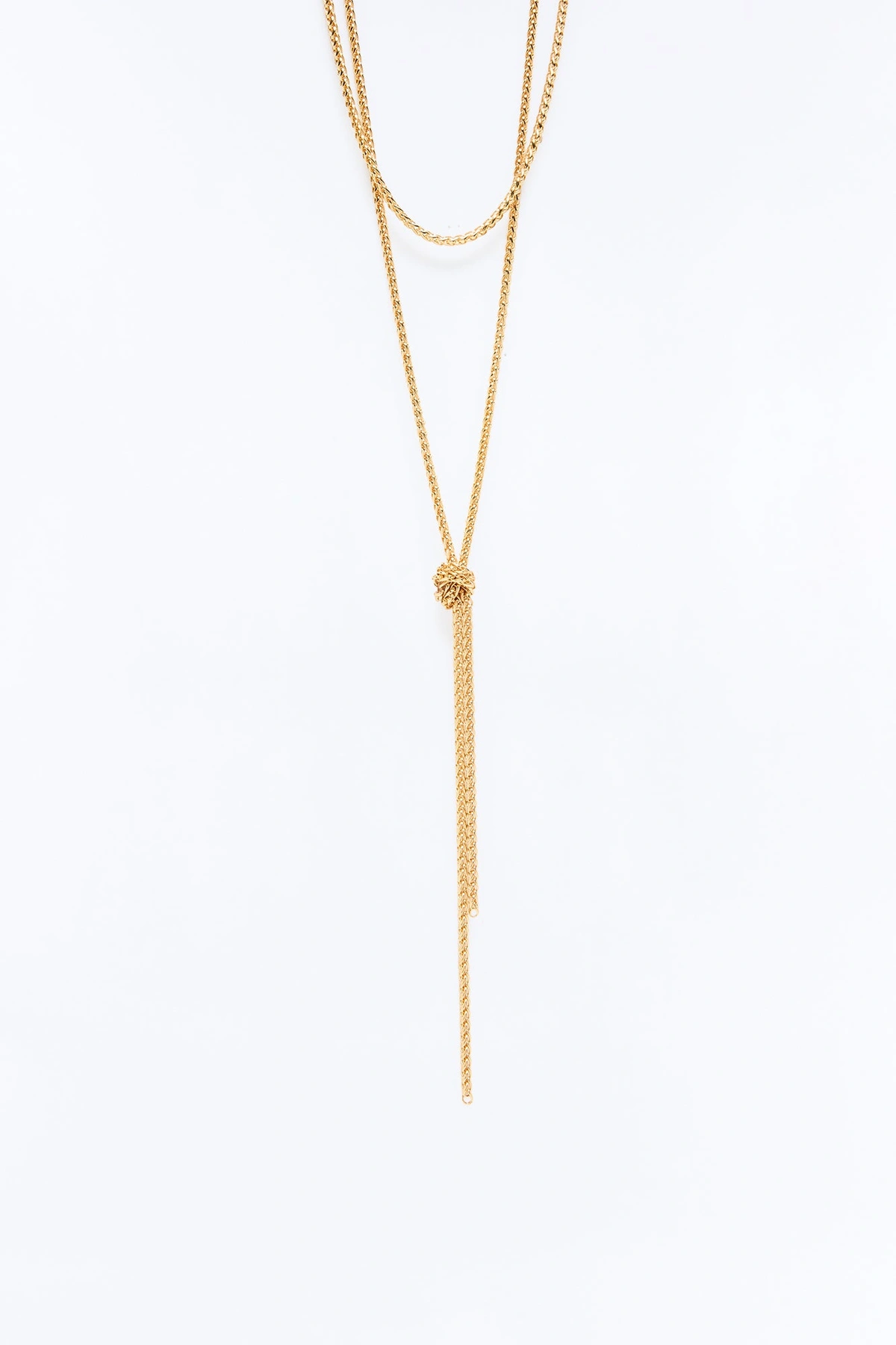 Knotted Lariat Necklace - Gold — Dourado