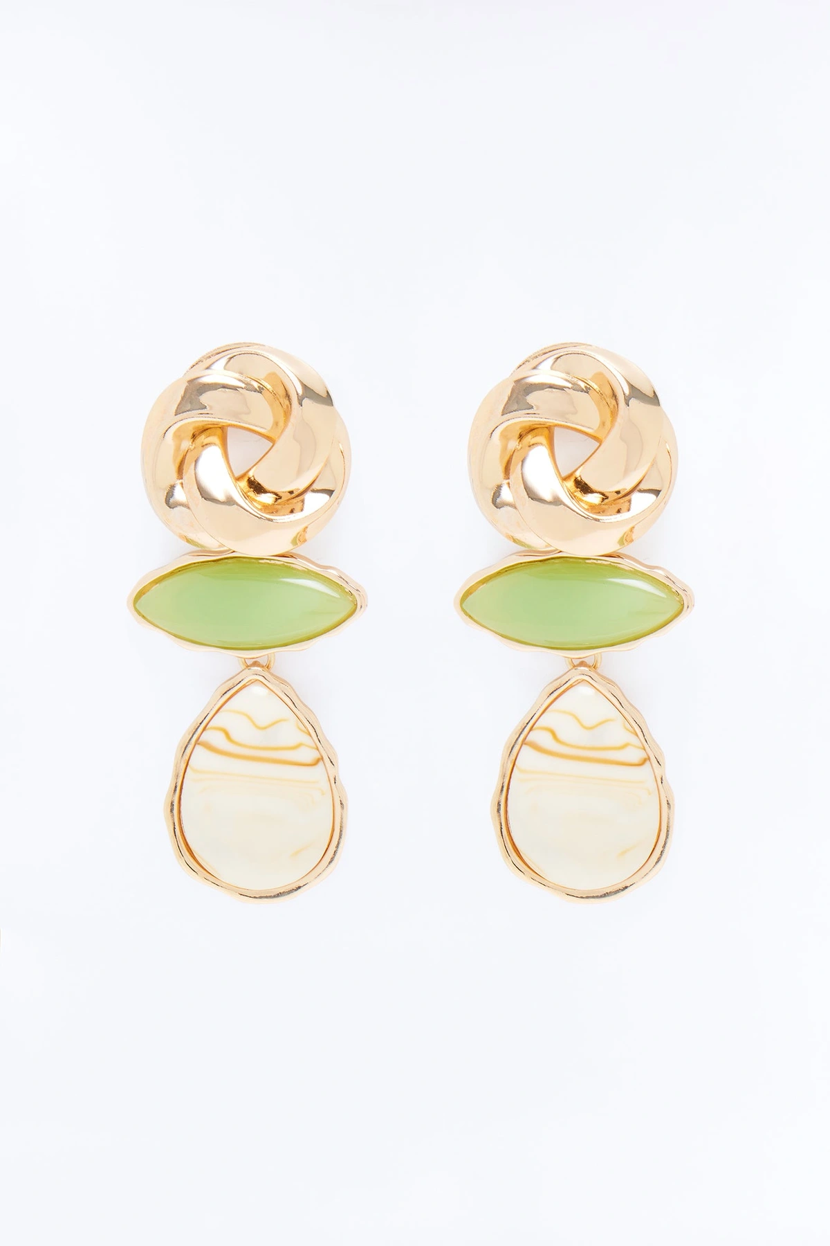 Starlight Cove Jeweled Earrings - Gold/Green — Dourado/Verde