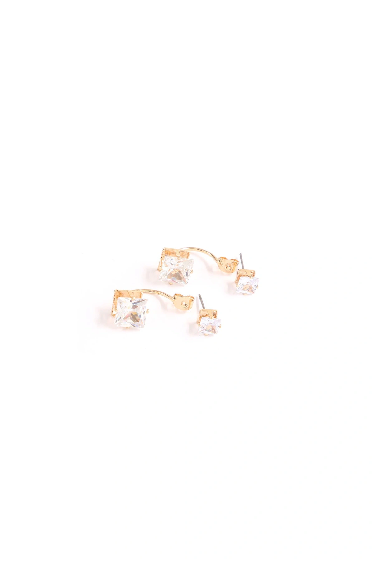 Simplicity Rhinestone Stud Earrings - Gold — Dourado