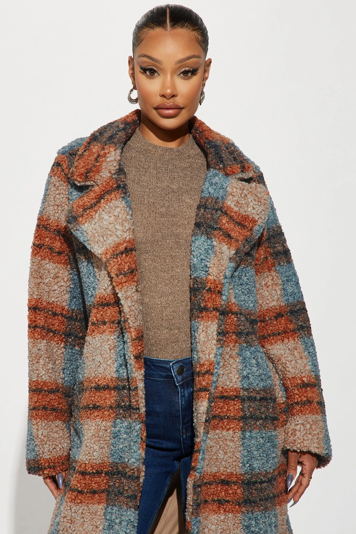 Slow Mornings Sherpa Trench Coat - Blue/combo — Azul/combinação