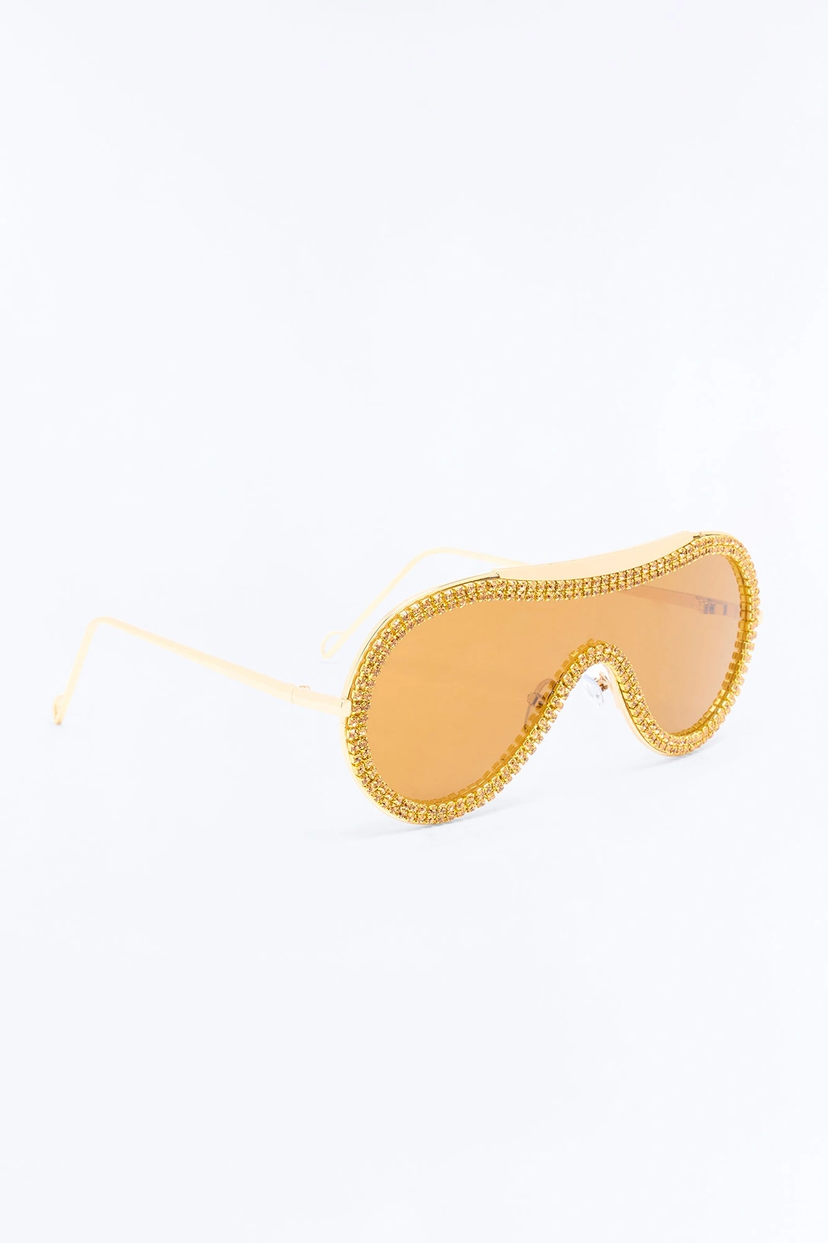 Rhinestone Rock Star Sunglasses - Gold/Brown — Dourado/Castanho