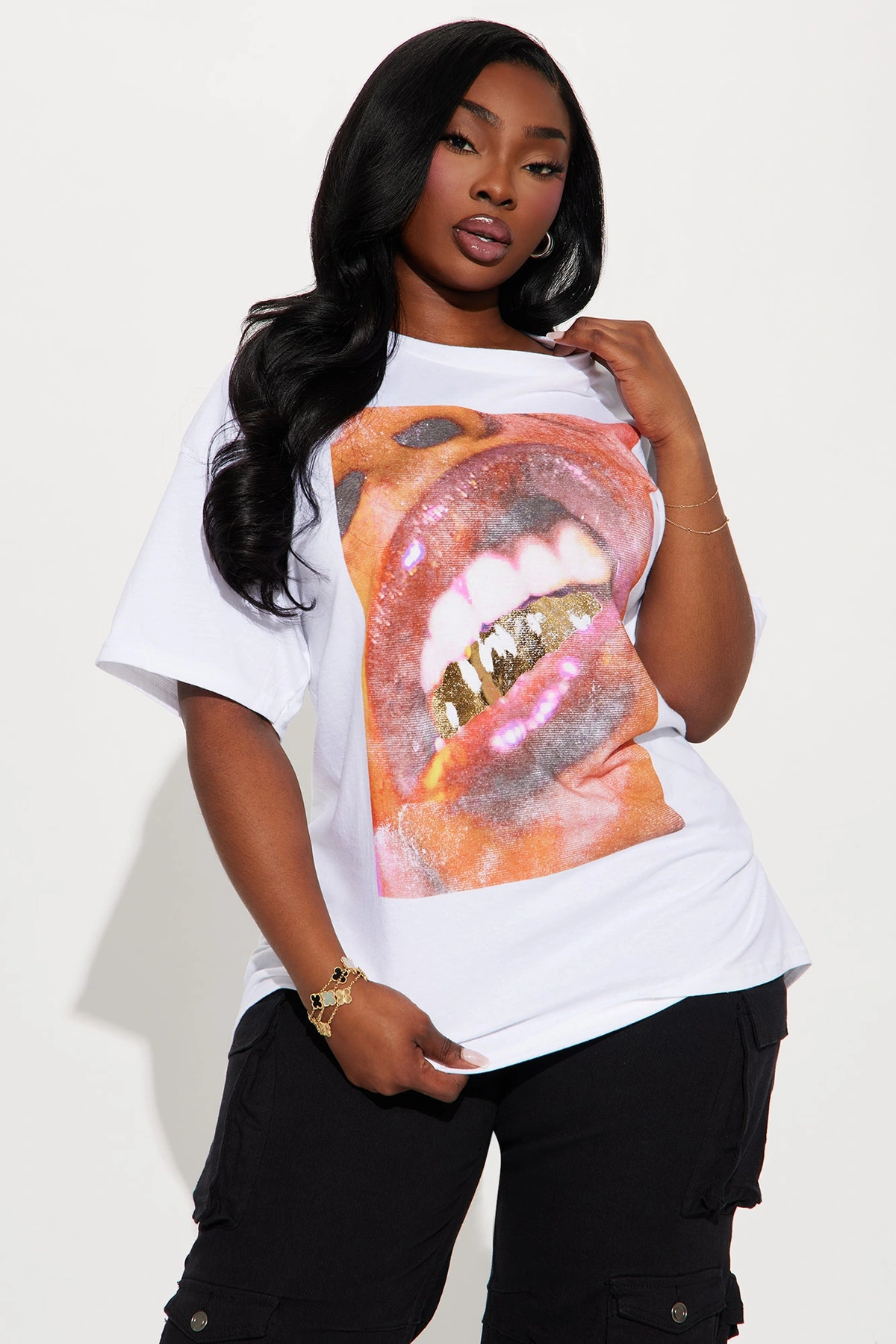 Gold Grill Glossy Tee - White — Branco