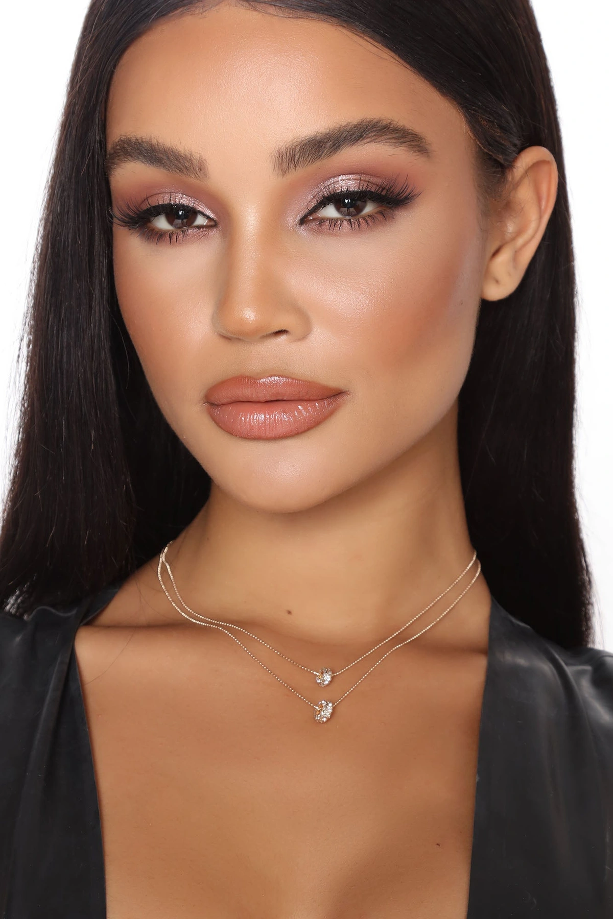 Wheel Of Rhinestones Layered Necklace - Gold — Dourado
