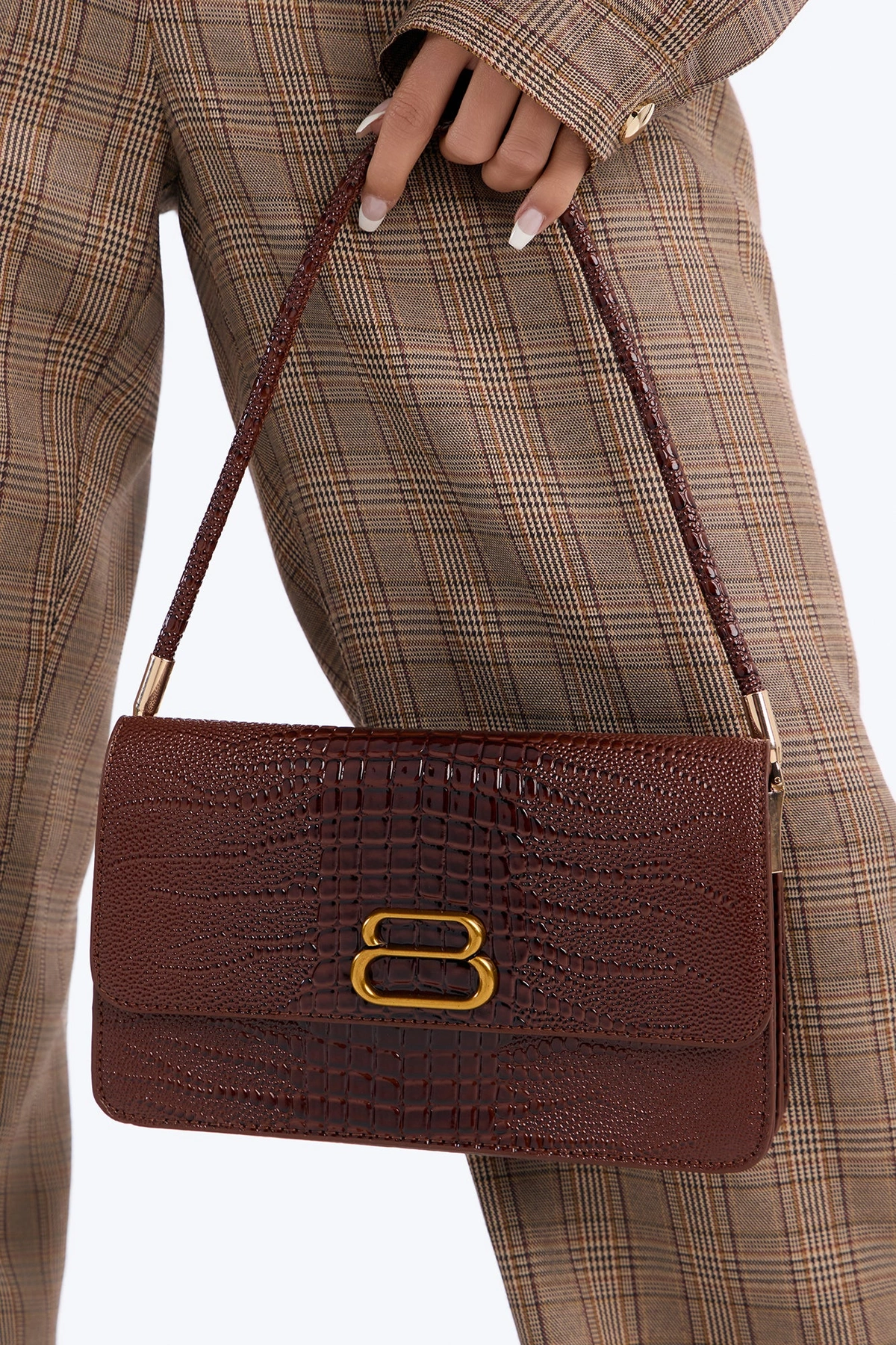 Croc Chic Handbag - Chocolate — Chocolate