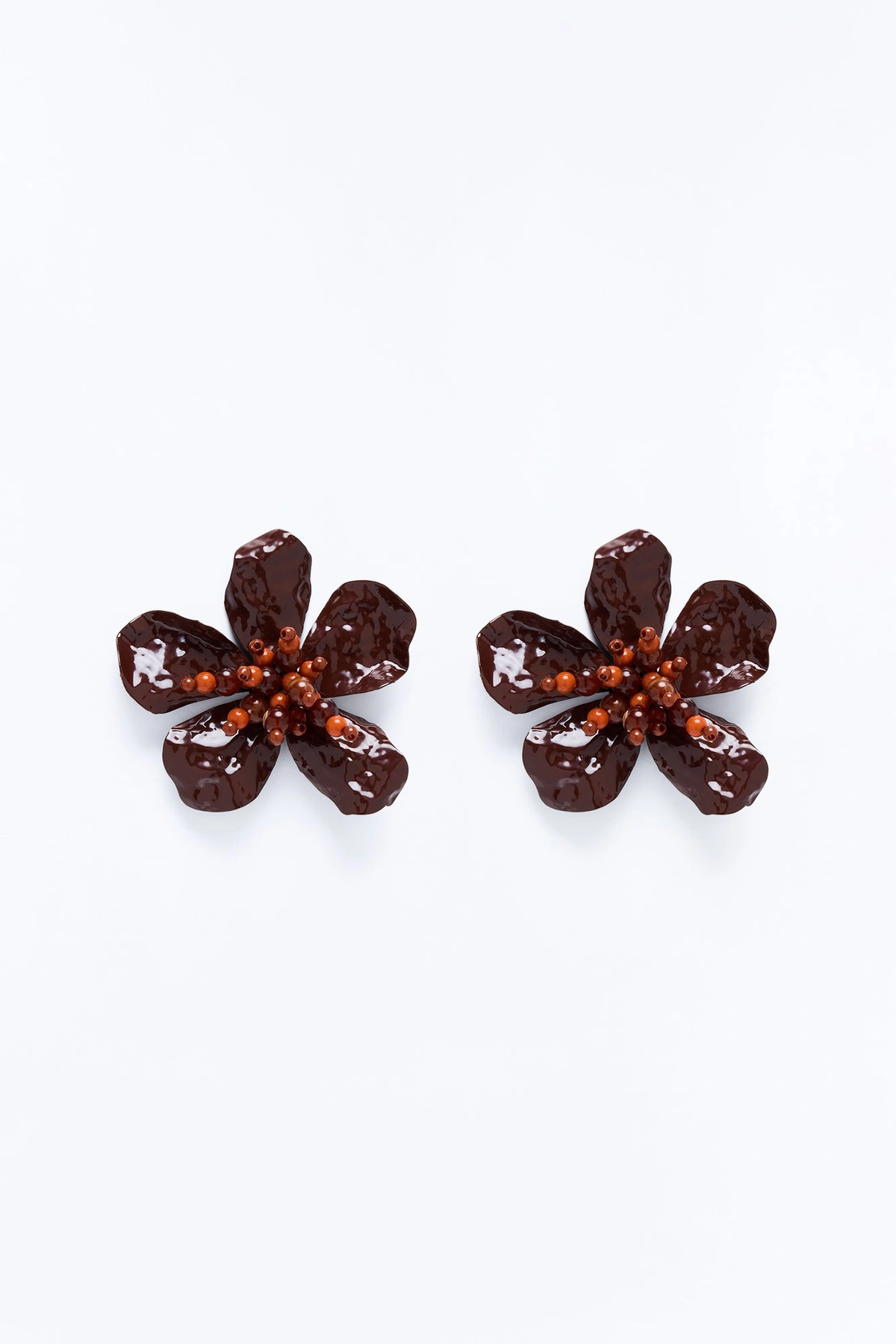 Cure My Soul Floral Drop Earrings - Brown — Castanho
