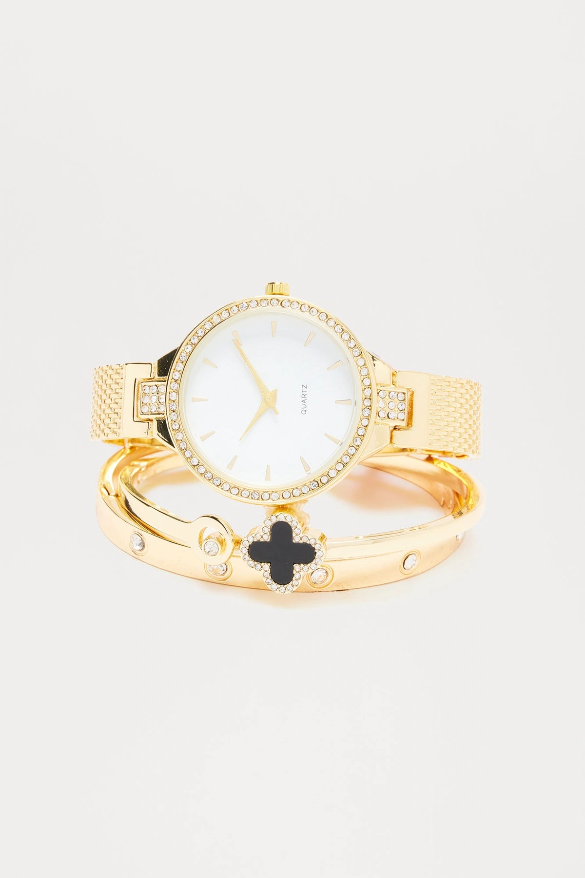 Clover Embellished 3 Piece Watch Set - Gold — Dourado
