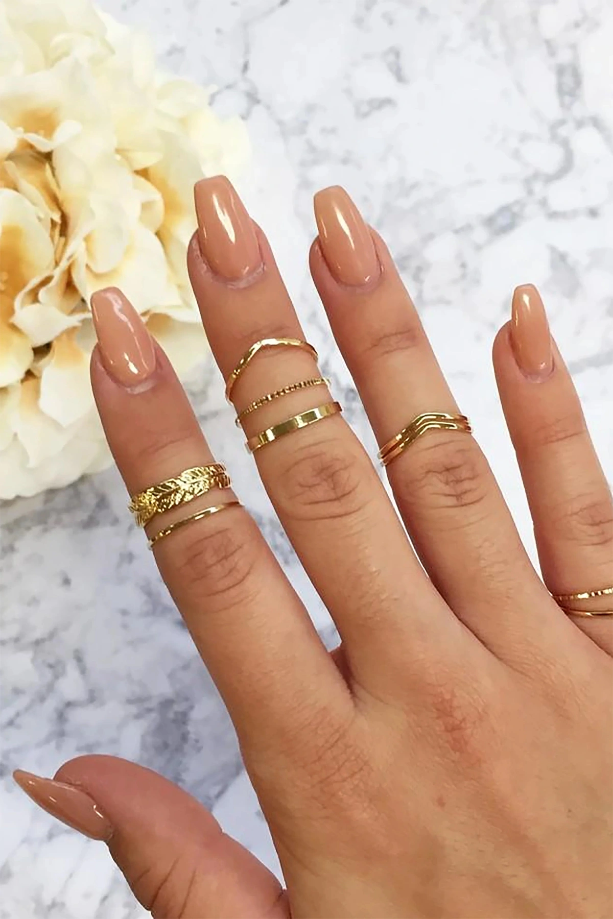 Tea Leaf Ring Set - Gold — Dourado