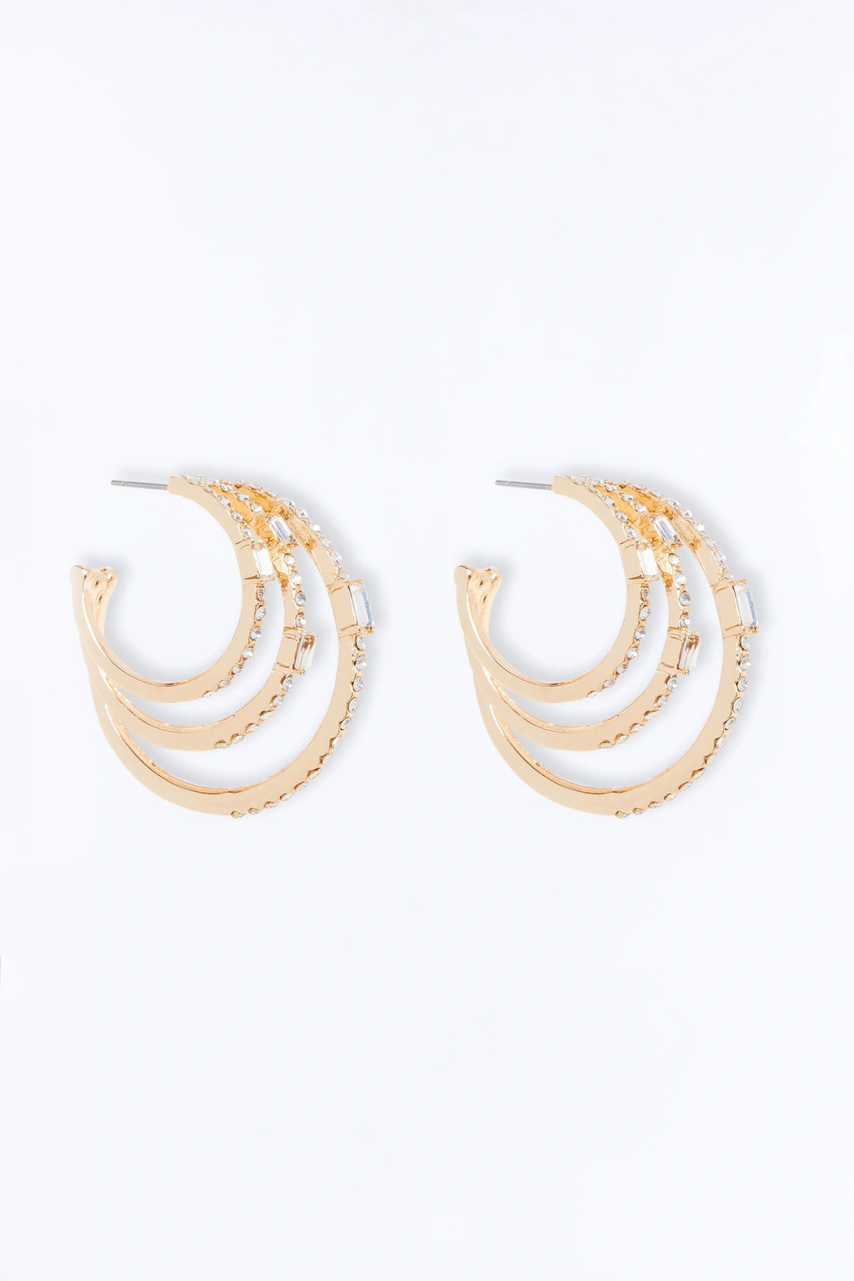 Need You Rhinestone Hoop Earrings - Gold — Dourado