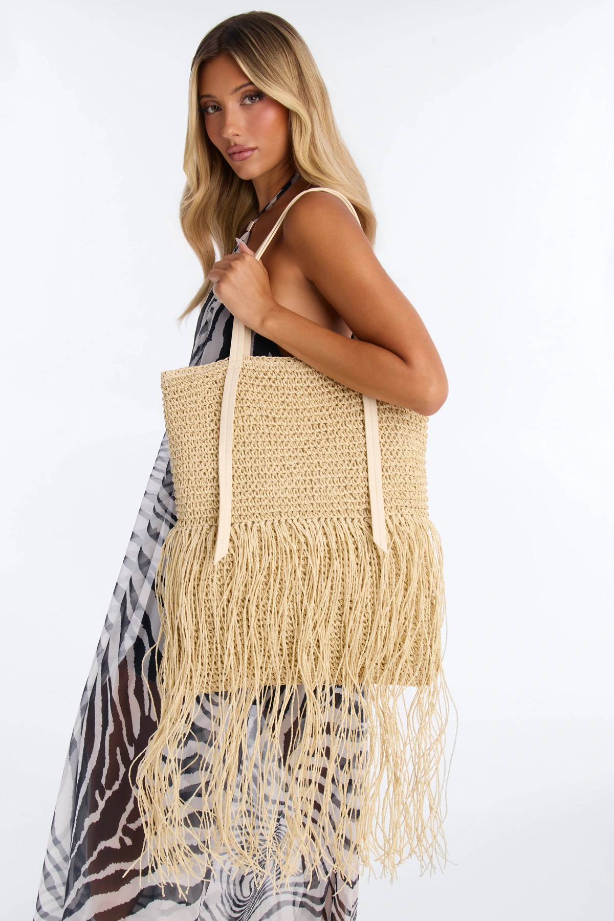 Summer In My Head Straw Tote Handbag - Natural — Natural